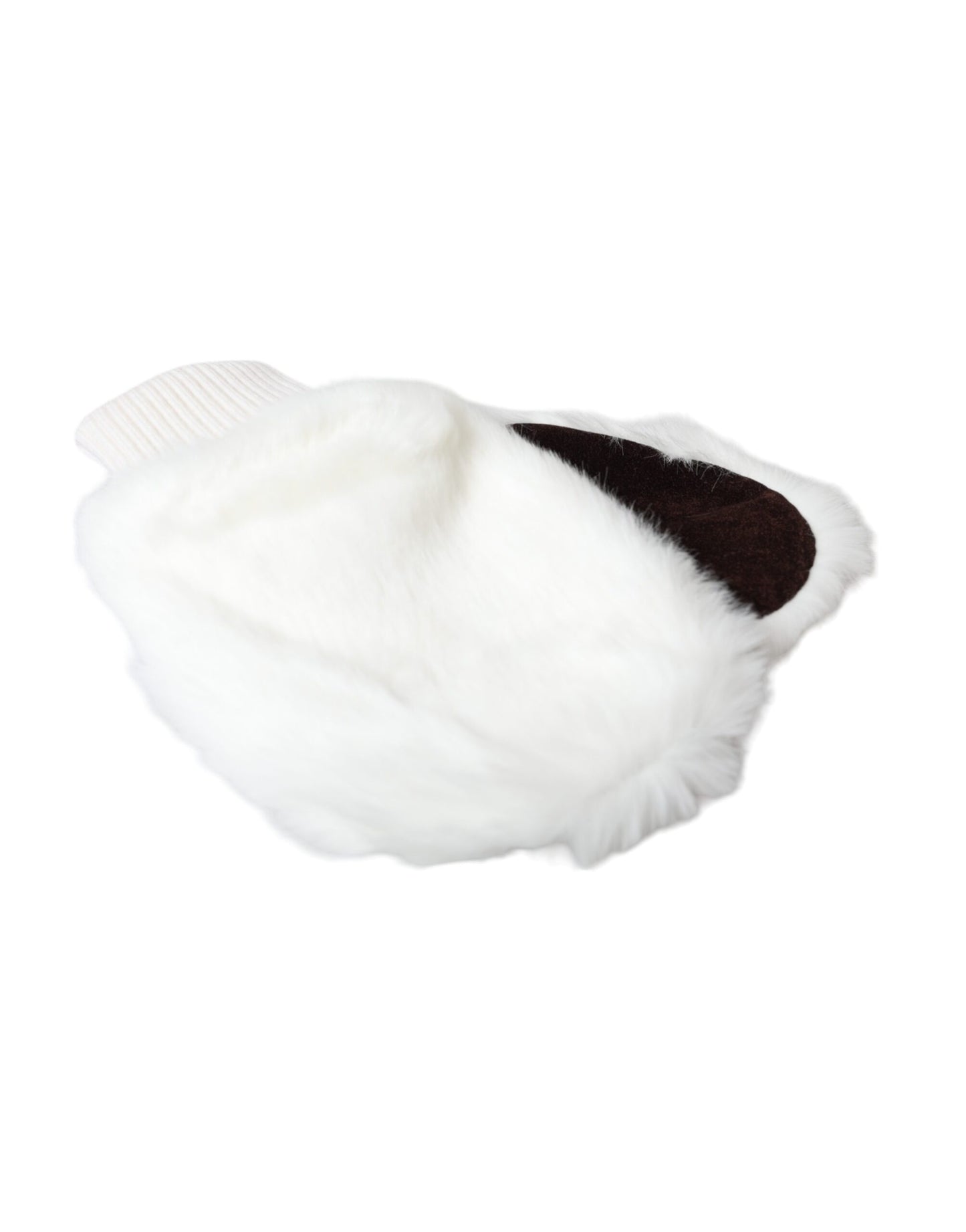 Gants mitaines en fourrure tricotée acrylique blanche Dolce & Gabbana