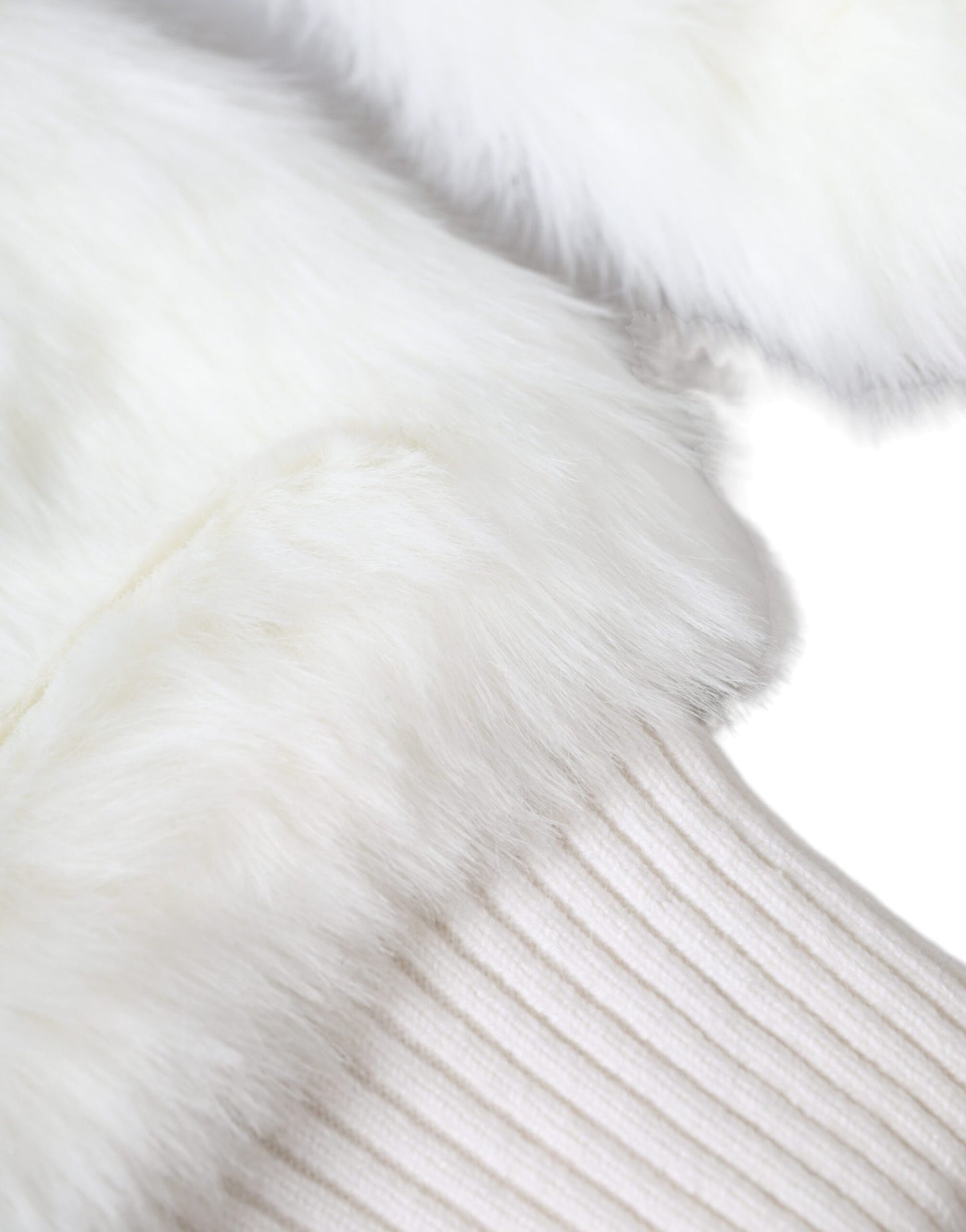 Gants mitaines en fourrure tricotée acrylique blanche Dolce & Gabbana