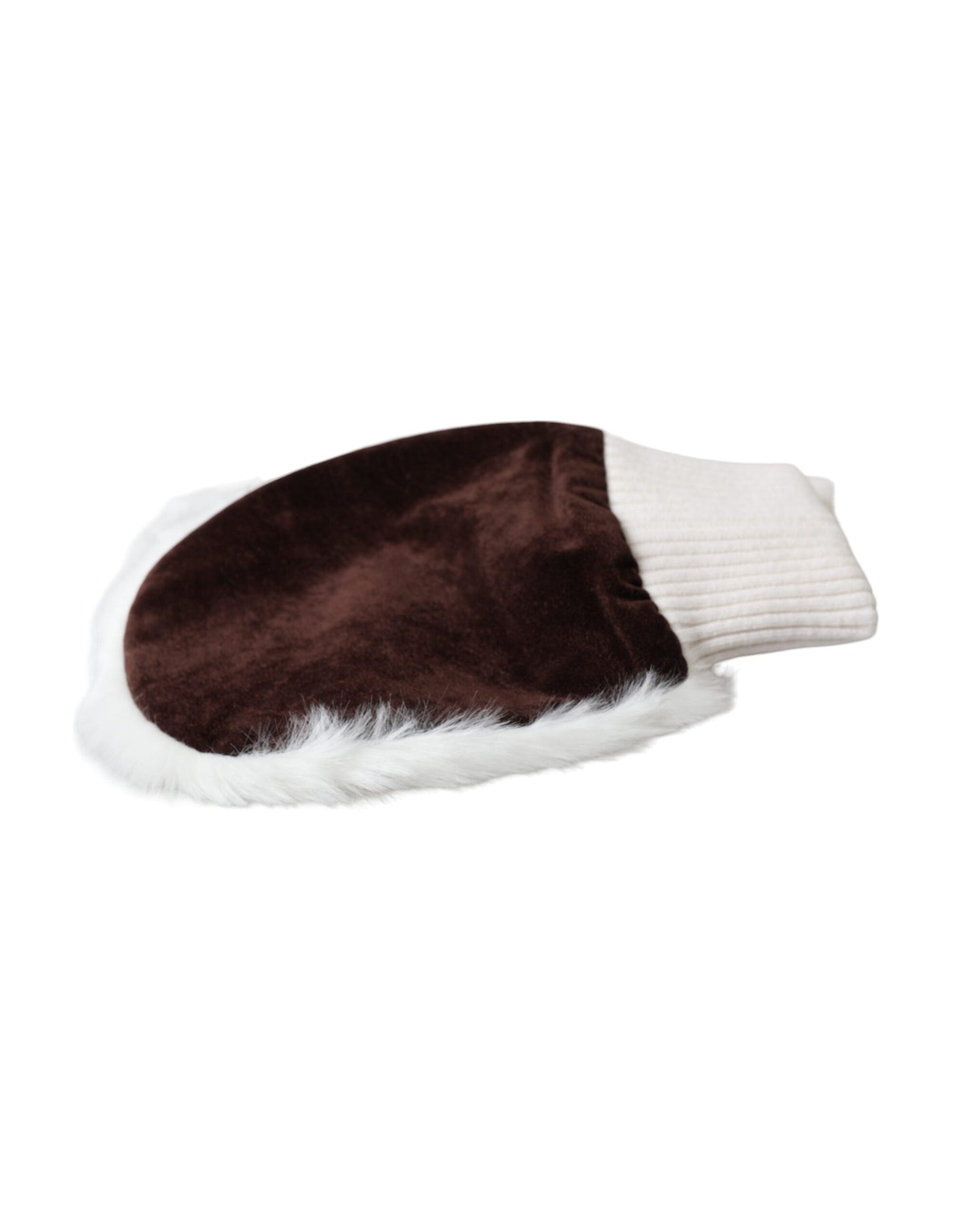 Gants mitaines en fourrure tricotée acrylique blanche Dolce & Gabbana