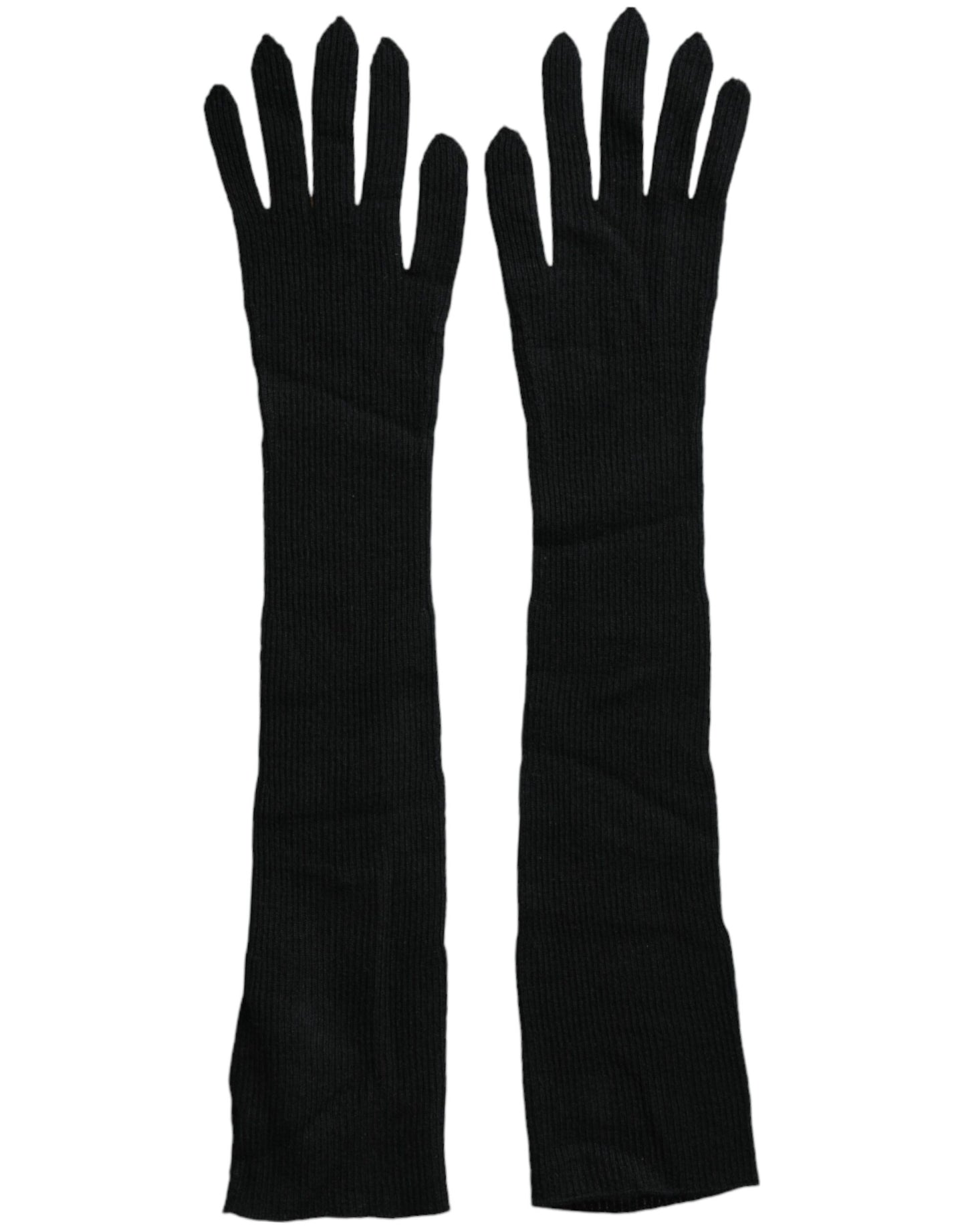Gants en cachemire noir Dolce & Gabbana jusqu'aux coudes