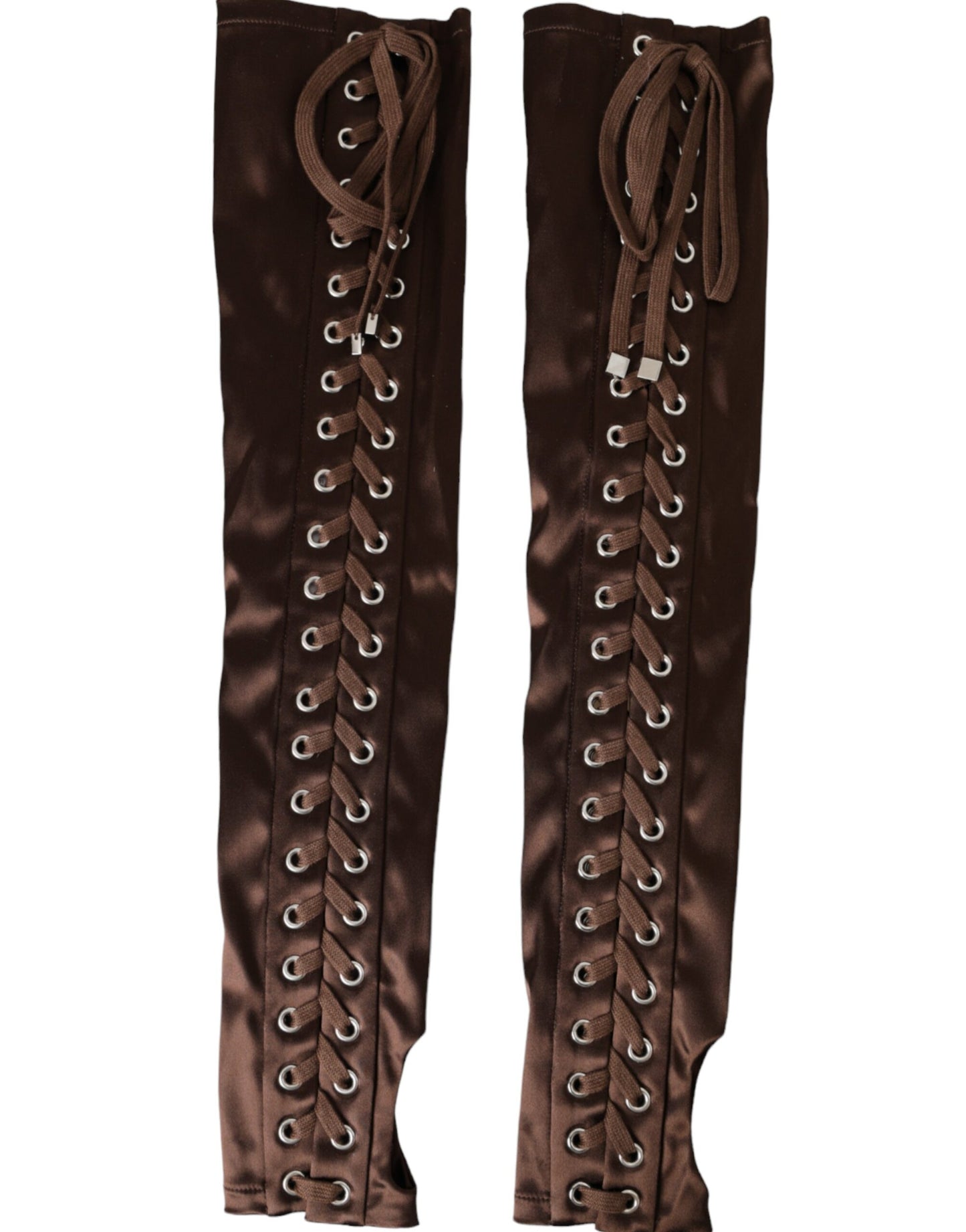 Gants sans doigts à lacets en acétate marron Dolce & Gabbana