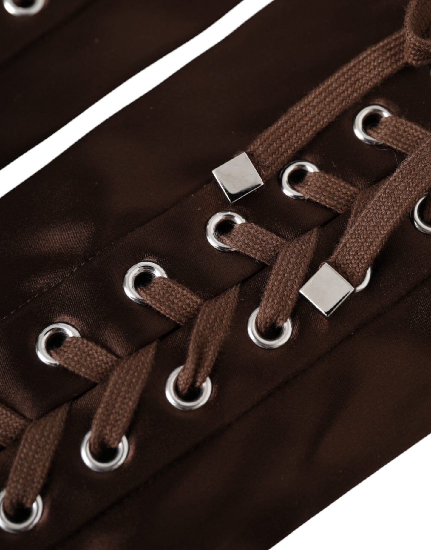 Gants sans doigts à lacets en acétate marron Dolce & Gabbana