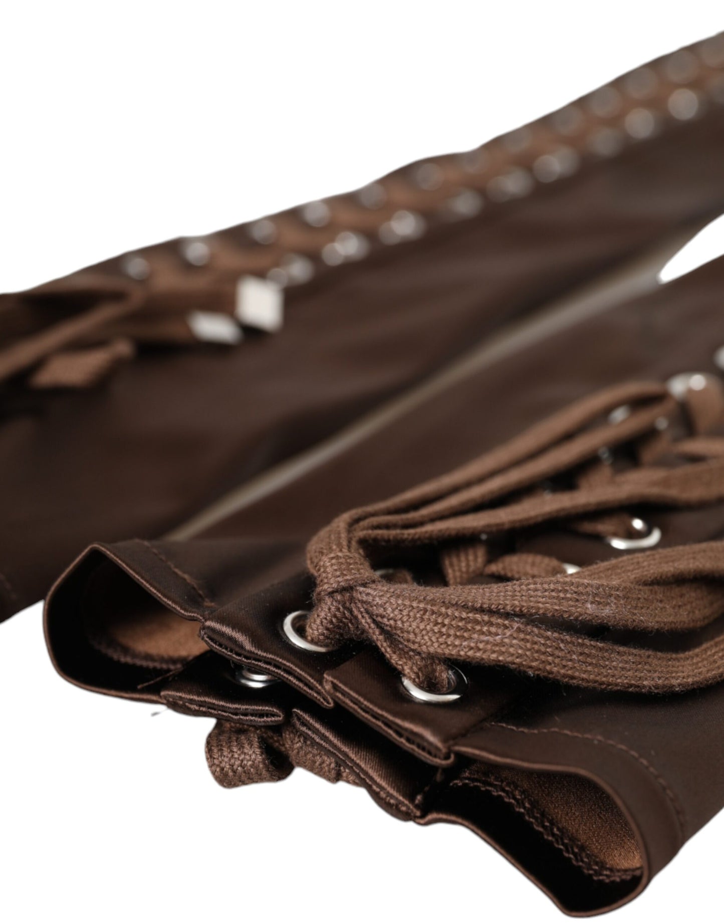 Gants sans doigts à lacets en acétate marron Dolce & Gabbana