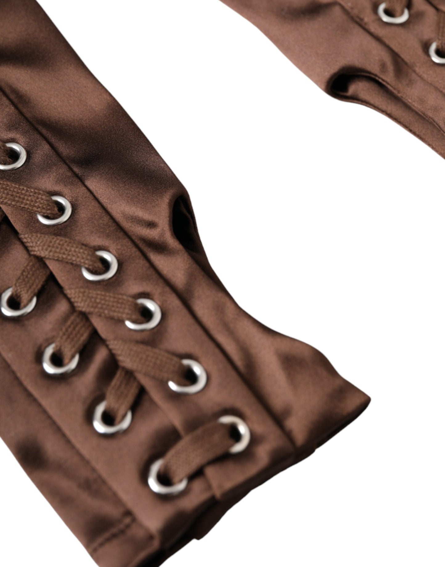 Gants sans doigts à lacets en acétate marron Dolce & Gabbana
