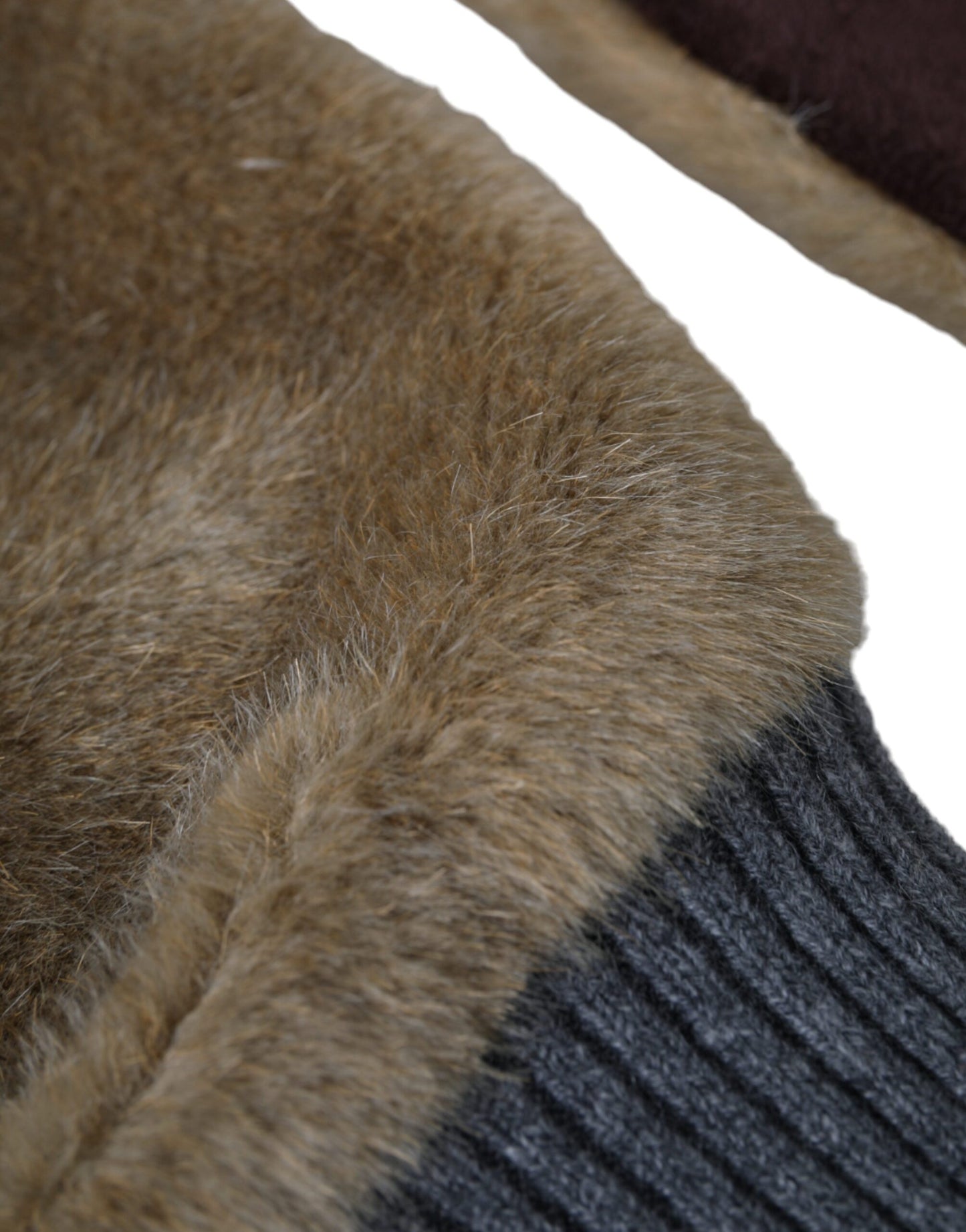 Gants mitaines en fourrure tricotée acrylique beige Dolce & Gabbana