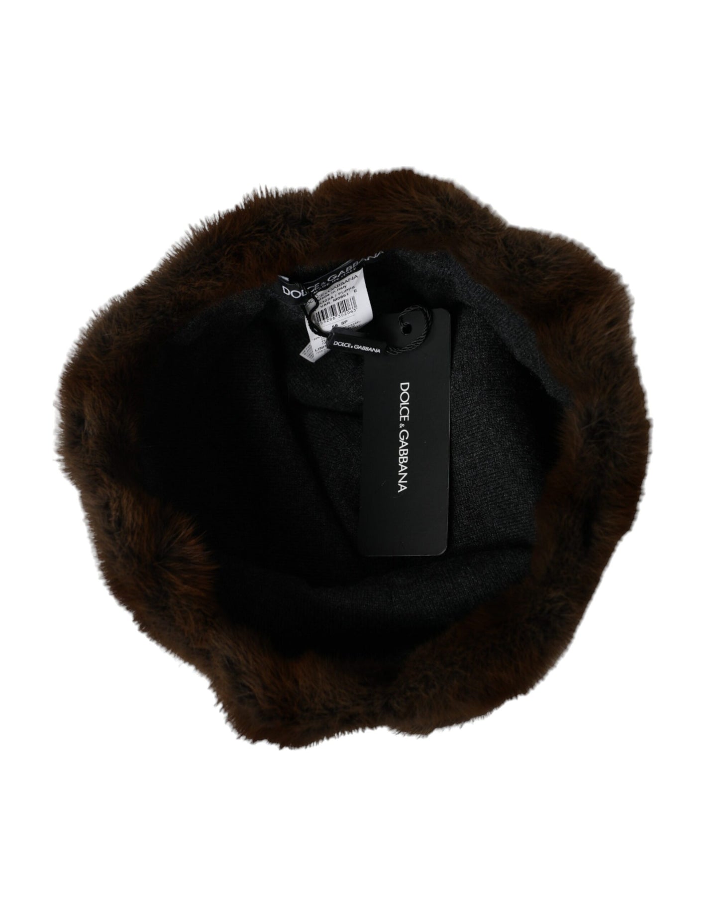 Bonnet en cachemire pour femme Dolce & Gabbana en fourrure de belette marron