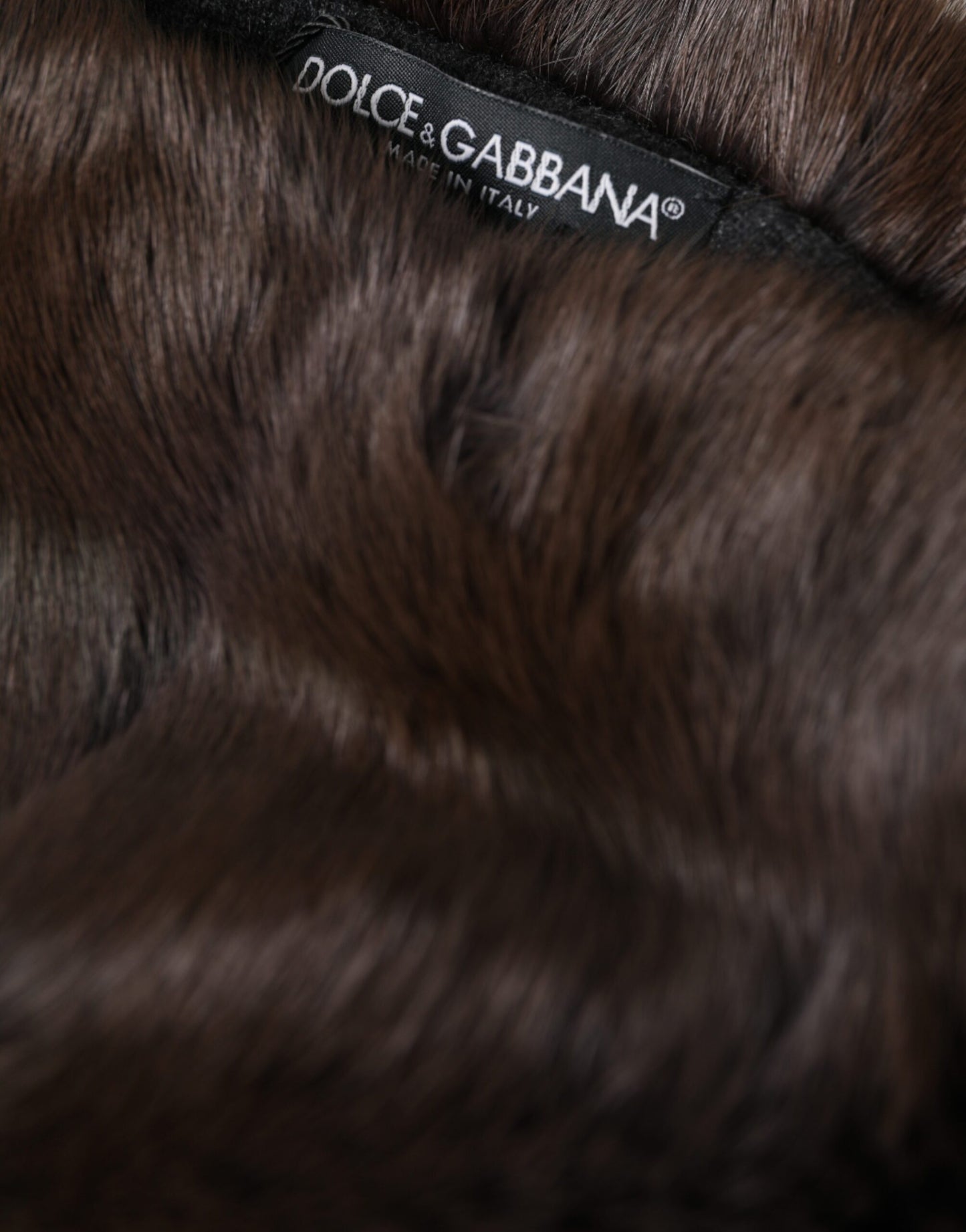 Bonnet en cachemire pour femme Dolce & Gabbana en fourrure de belette marron