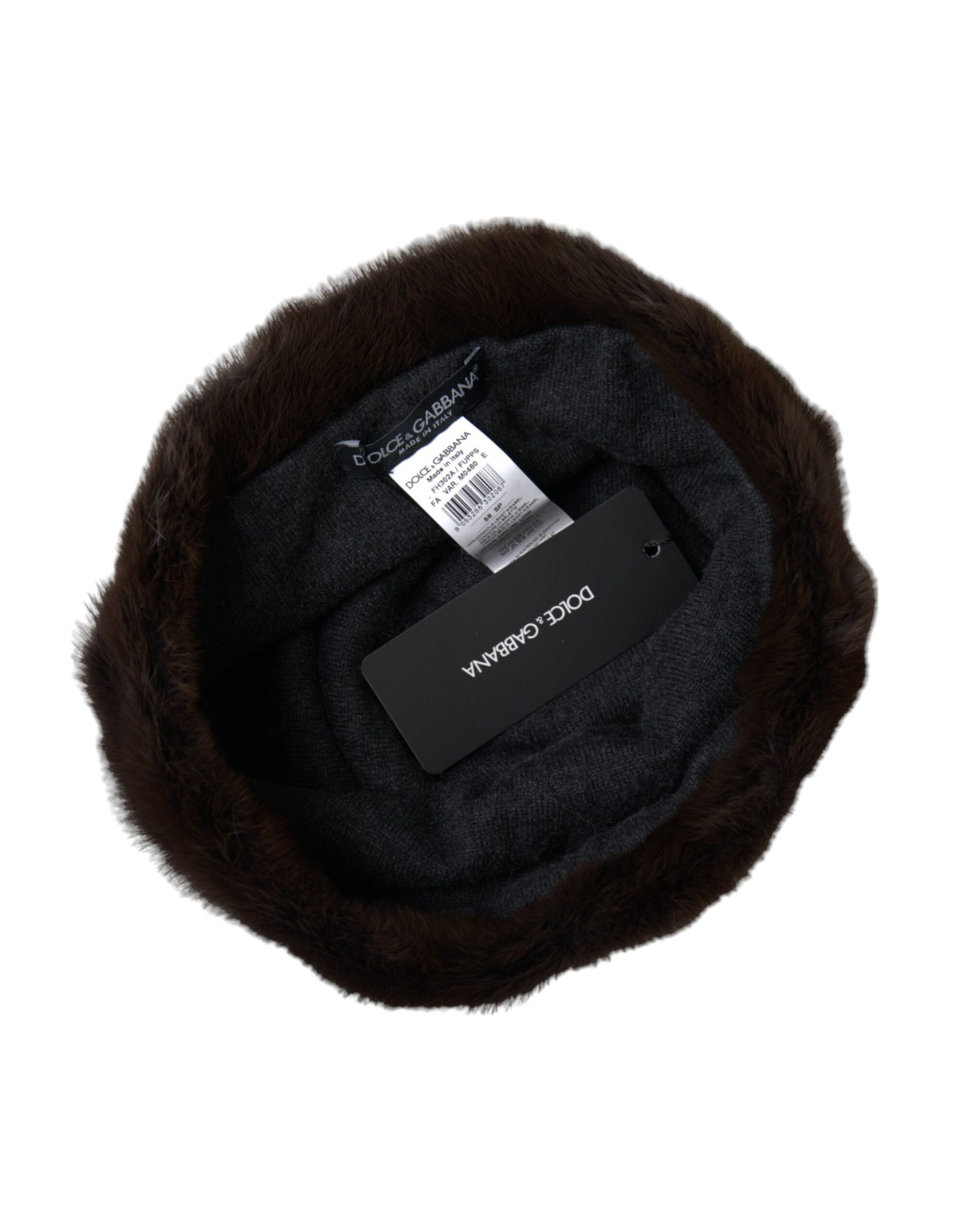 Bonnet en cachemire pour femme Dolce & Gabbana en fourrure de belette marron