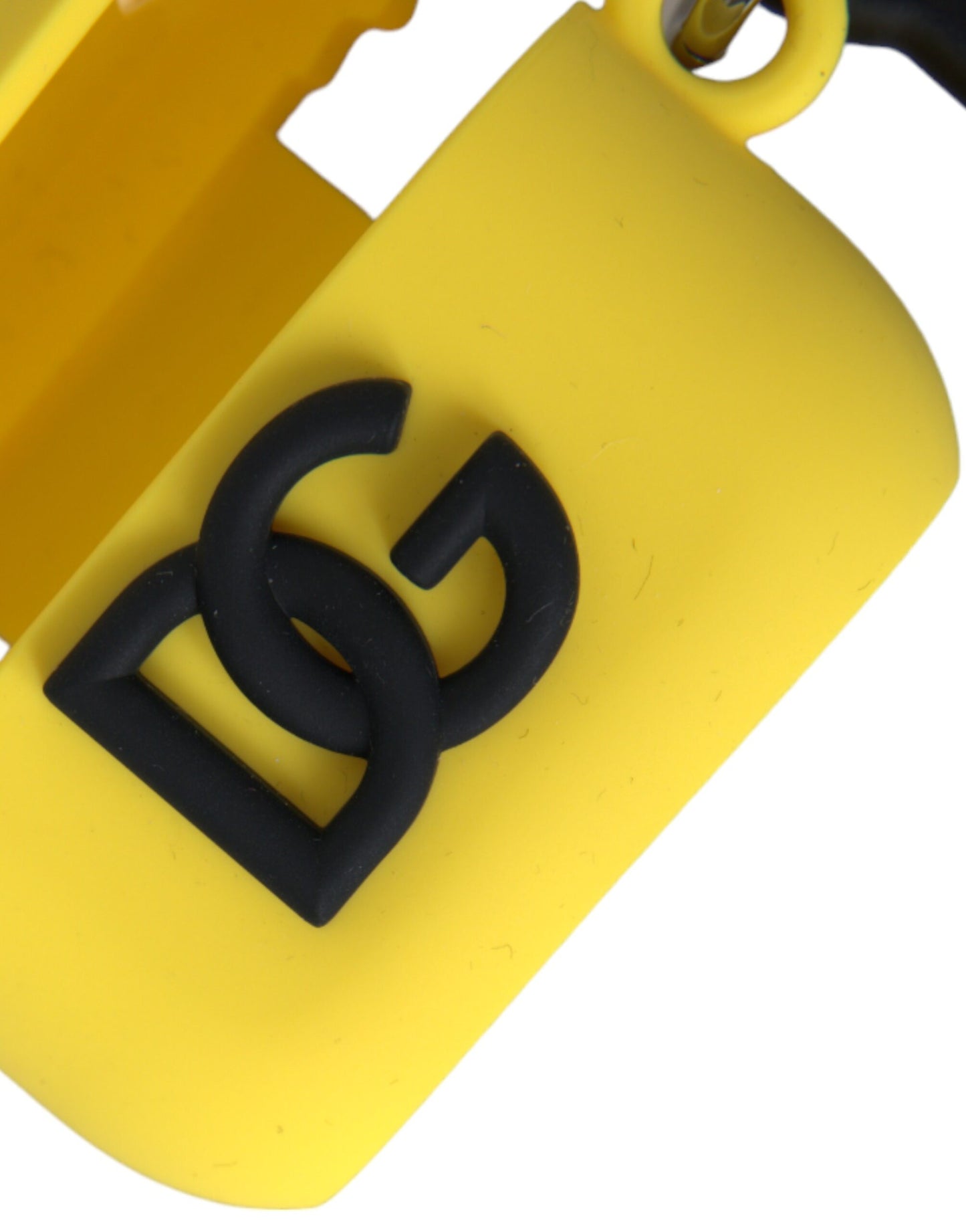 Étui pour Airpods Dolce & Gabbana en silicone jaune avec logo en relief
