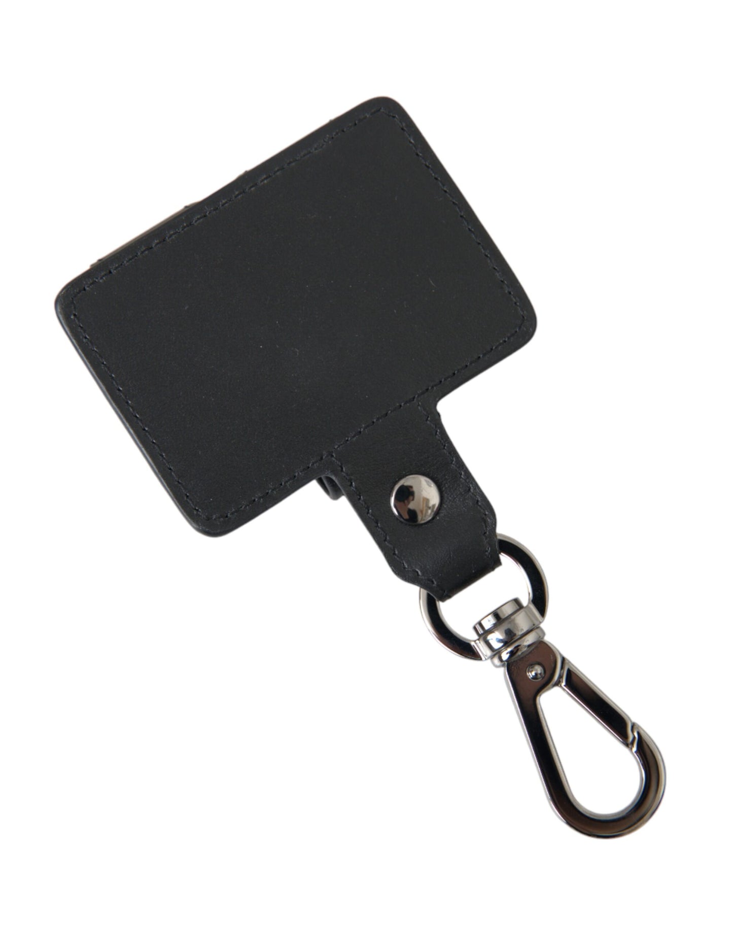 Étui pour Airpods Dolce & Gabbana en cuir noir uni et métal argenté