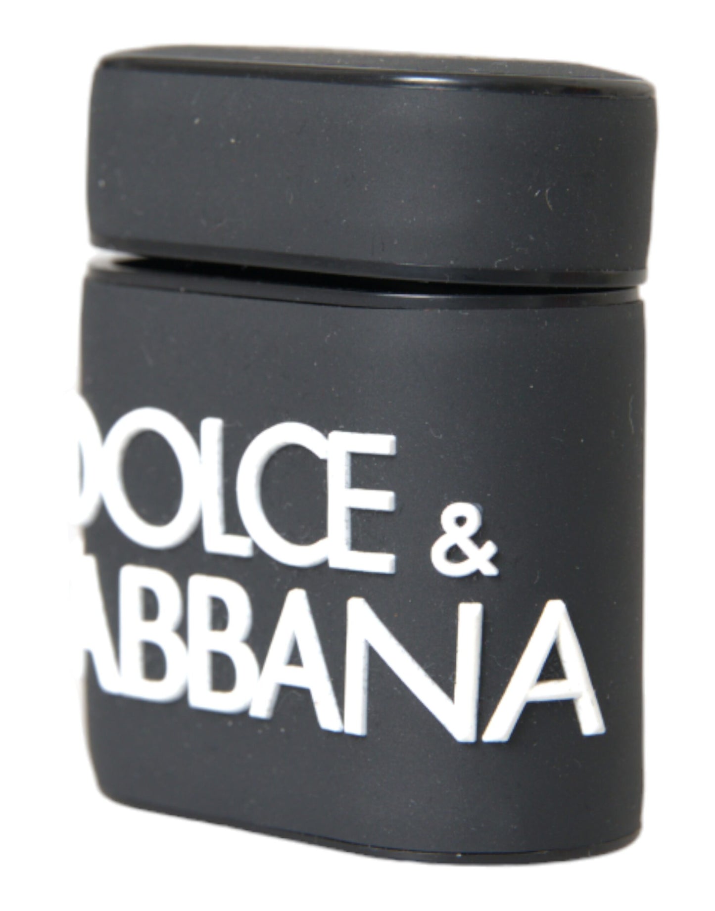 Étui pour Airpods Dolce & Gabbana en silicone noir et blanc avec logo en relief