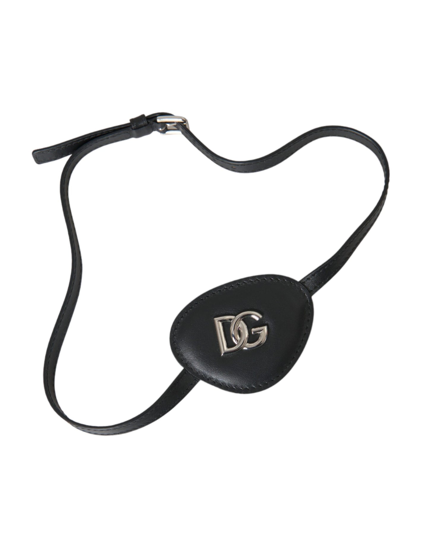 Cache-œil Dolce & Gabbana en cuir de veau noir avec logo DG en métal