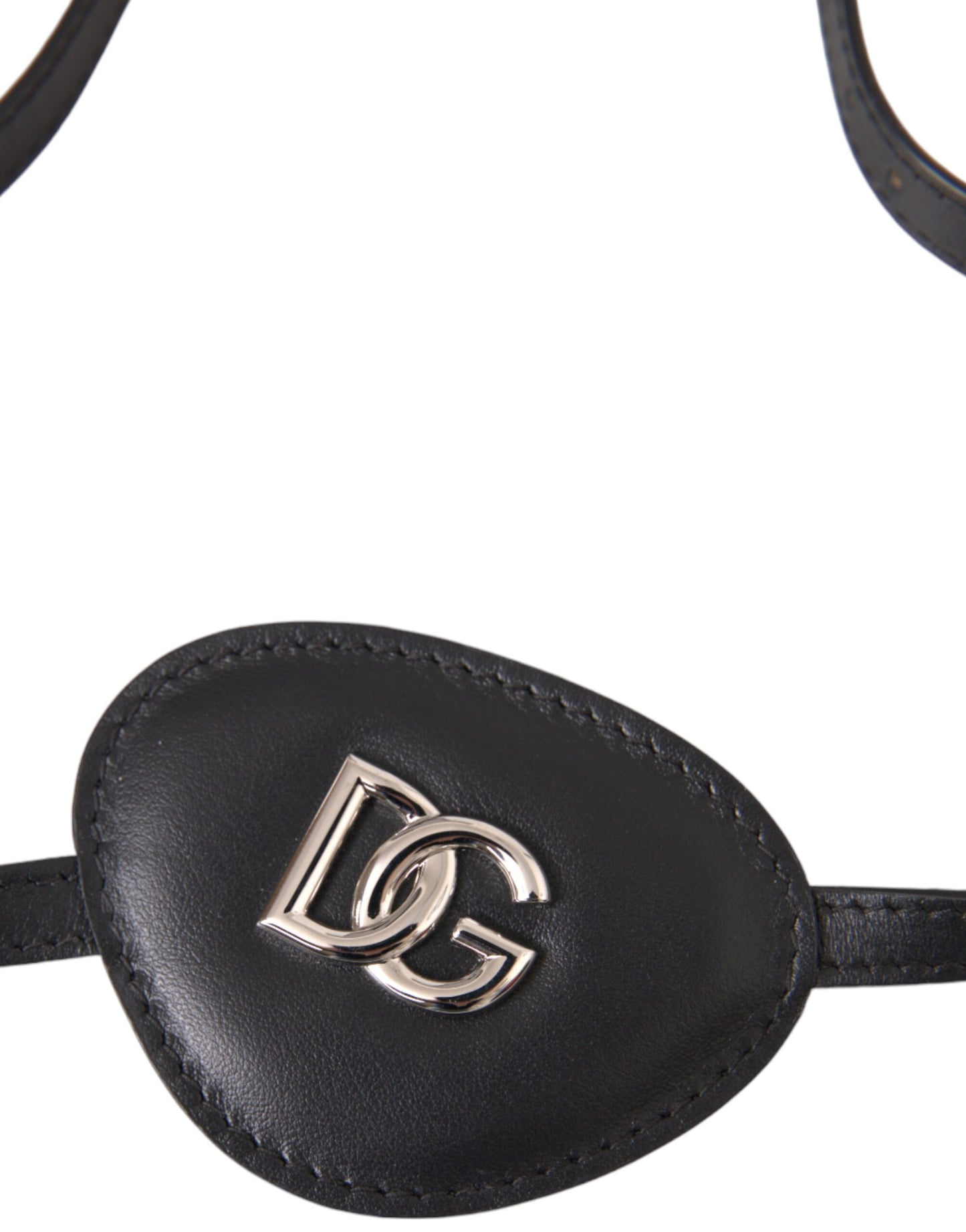 Cache-œil Dolce & Gabbana en cuir de veau noir avec logo DG en métal