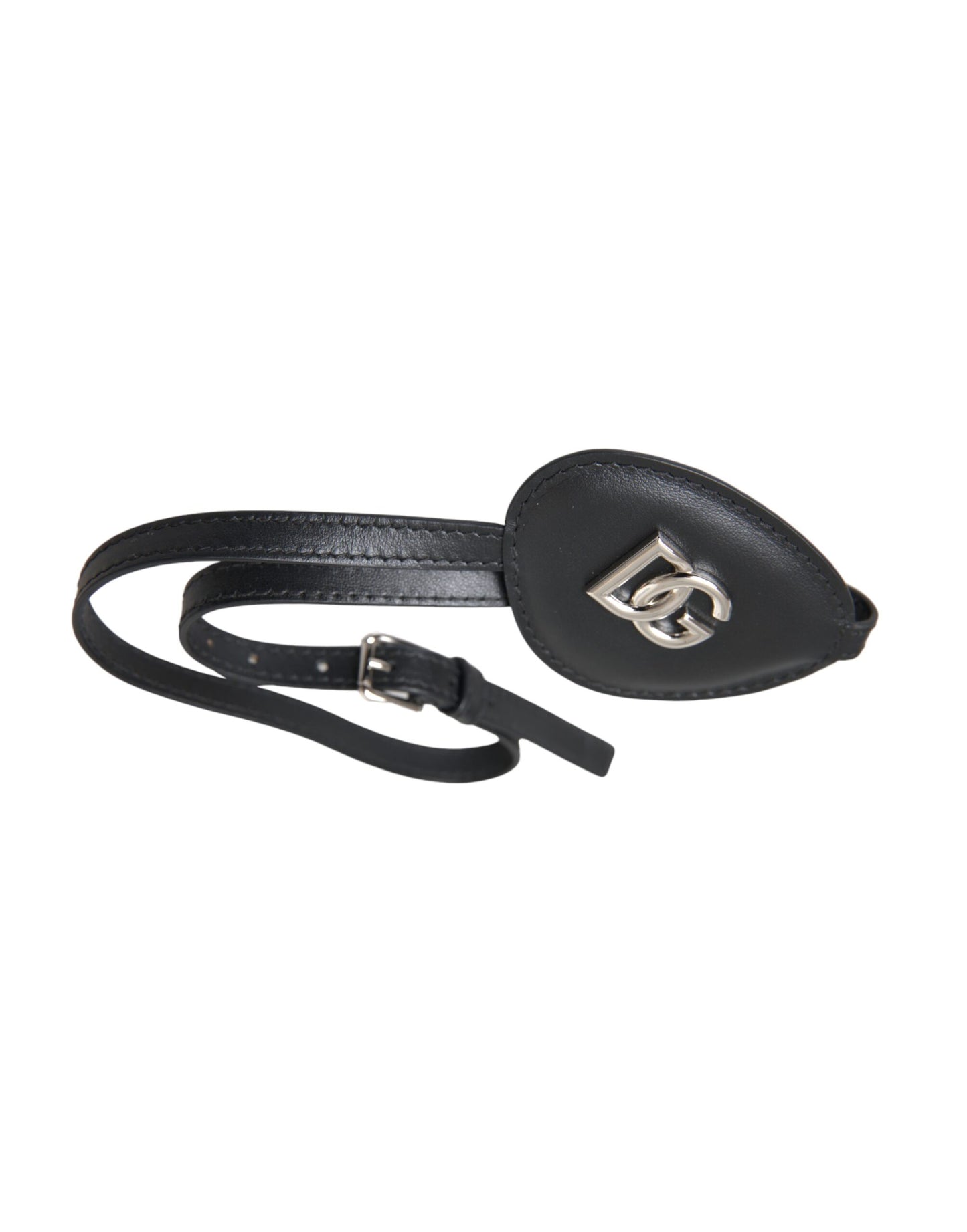 Cache-œil Dolce & Gabbana en cuir de veau noir avec logo DG en métal