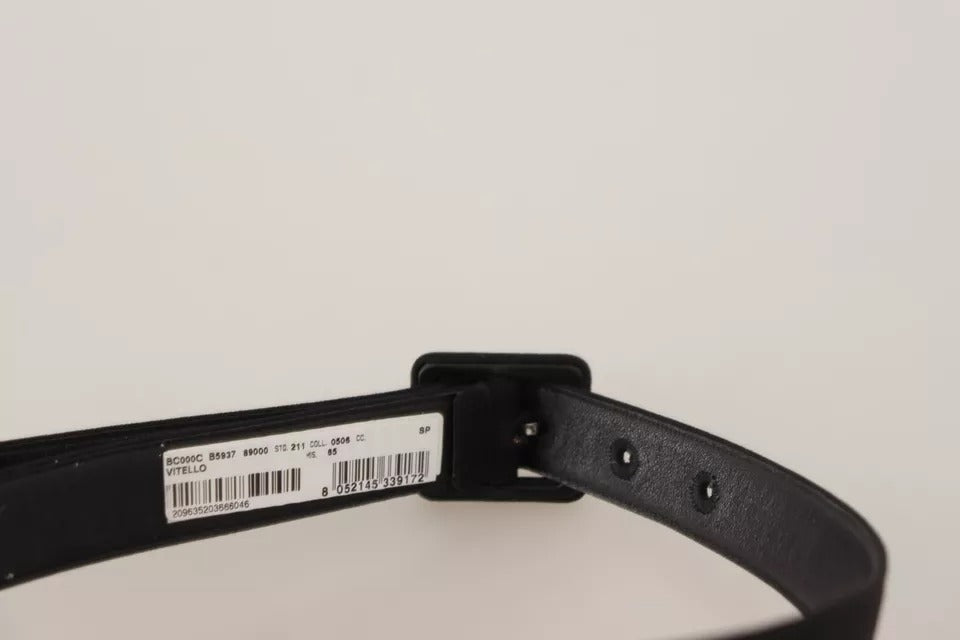 Ceinture à boucle en cuir velours noir avec logo Dolce & Gabbana