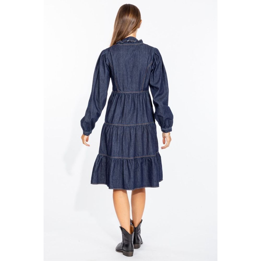 Robe évasée élégante en jean bleu foncé Love Moschino