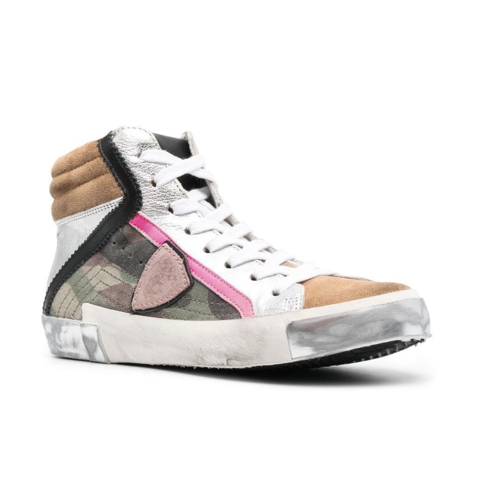 Philippe Model Army Green High-Top-Sneaker mit Lederakzenten