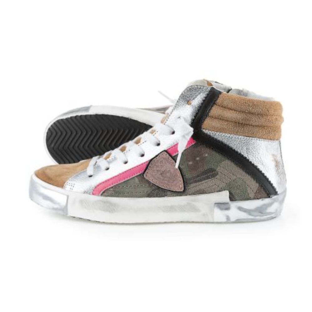Philippe Model Army Green High-Top-Sneaker mit Lederakzenten
