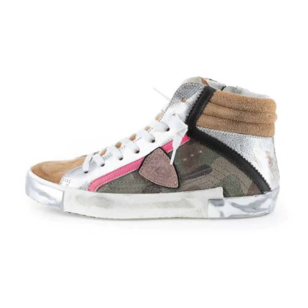 Philippe Model Army Green High-Top-Sneaker mit Lederakzenten