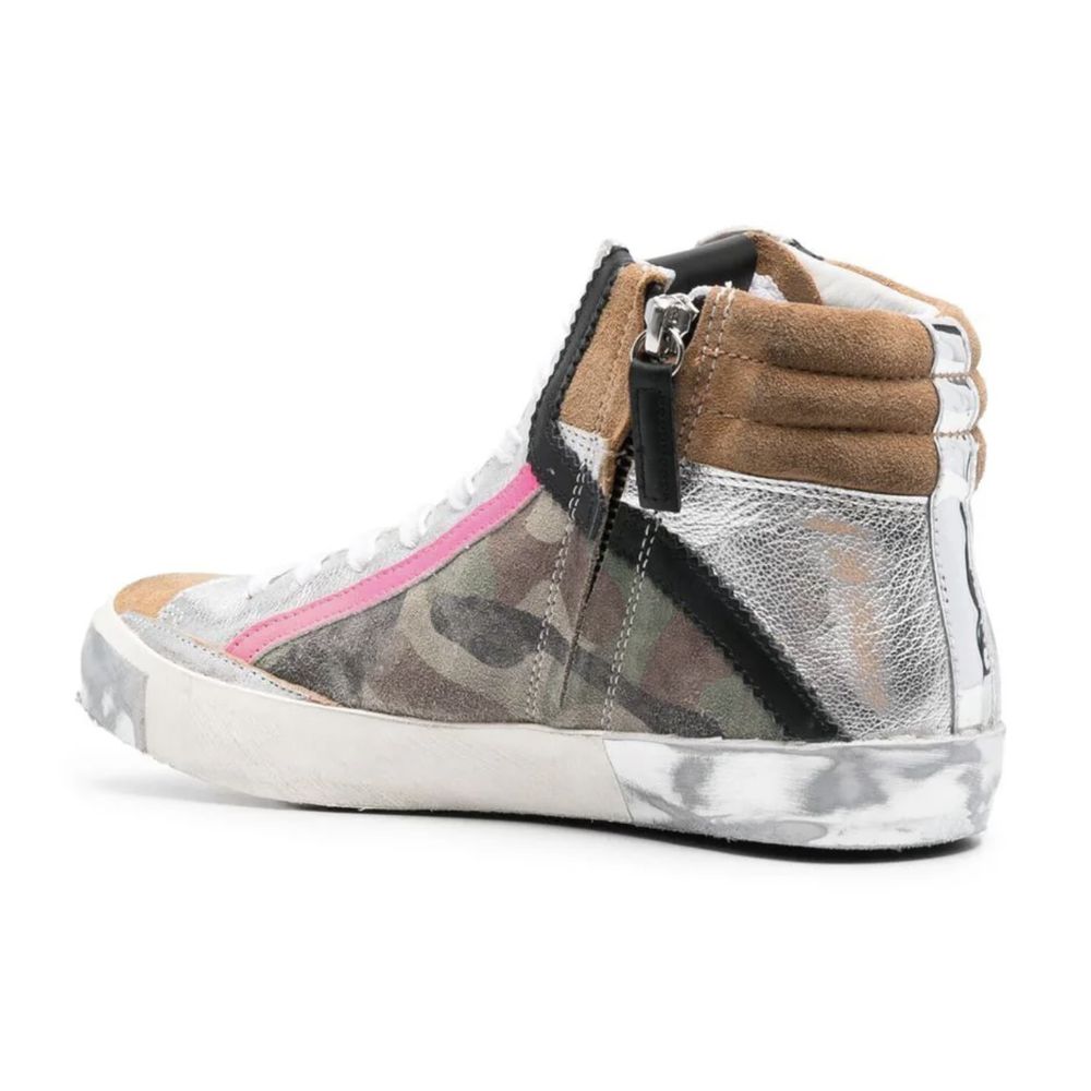 Philippe Model Army Green High-Top-Sneaker mit Lederakzenten