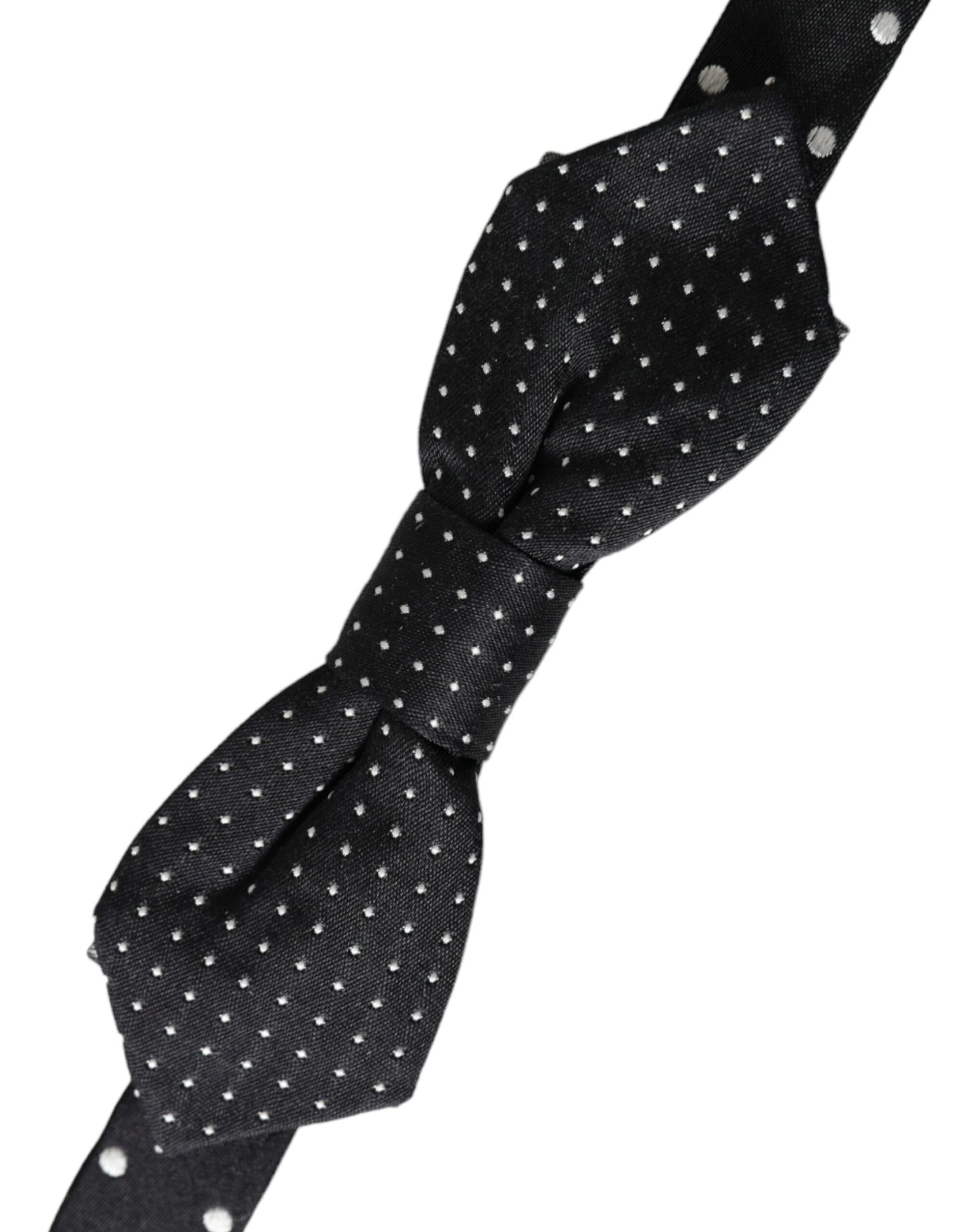 Nœud papillon ajustable en soie noire à pois Dolce & Gabbana pour homme