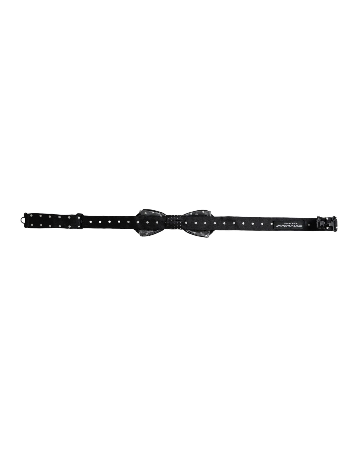 Nœud papillon ajustable en soie noire à pois Dolce & Gabbana pour homme