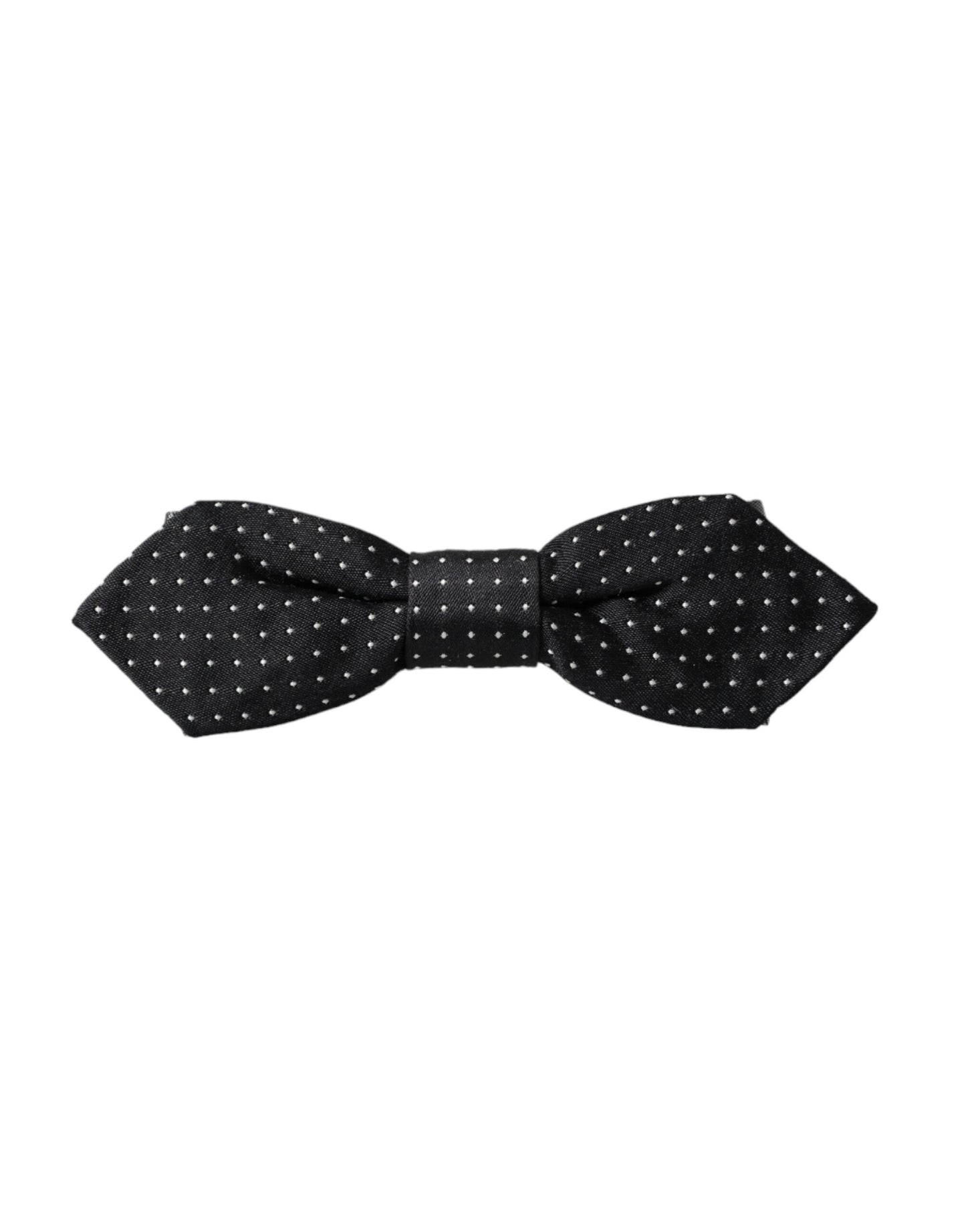 Nœud papillon ajustable en soie noire à pois Dolce & Gabbana pour homme
