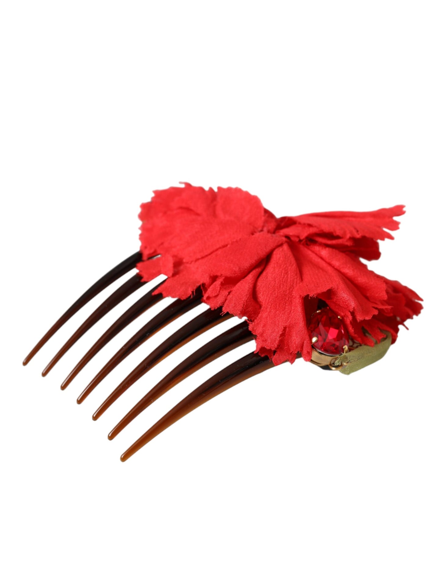 Peigne à cheveux Dolce & Gabbana en soie rouge et laiton doré pour femme