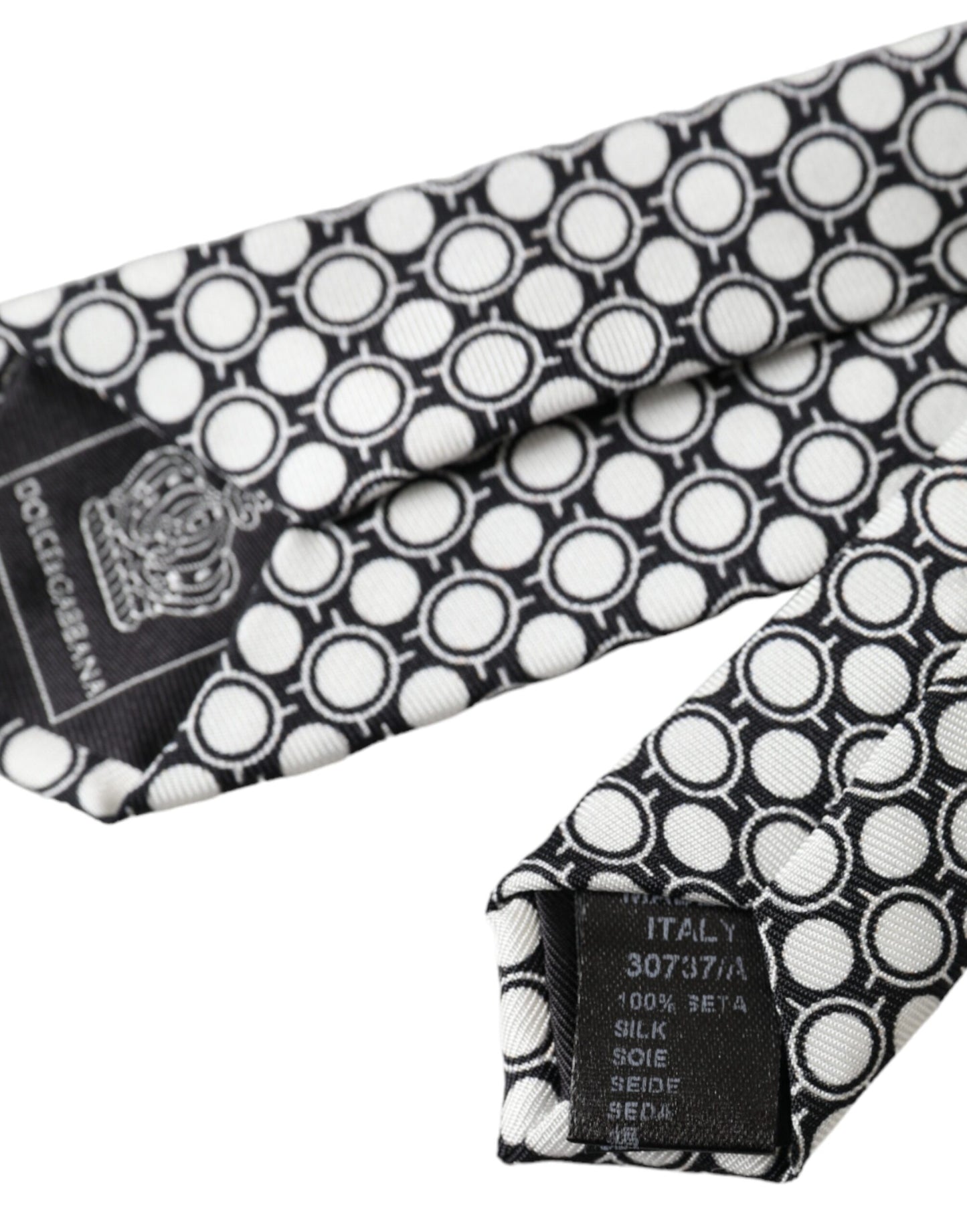 Cravate ajustable Dolce & Gabbana White Circles 100 % soie