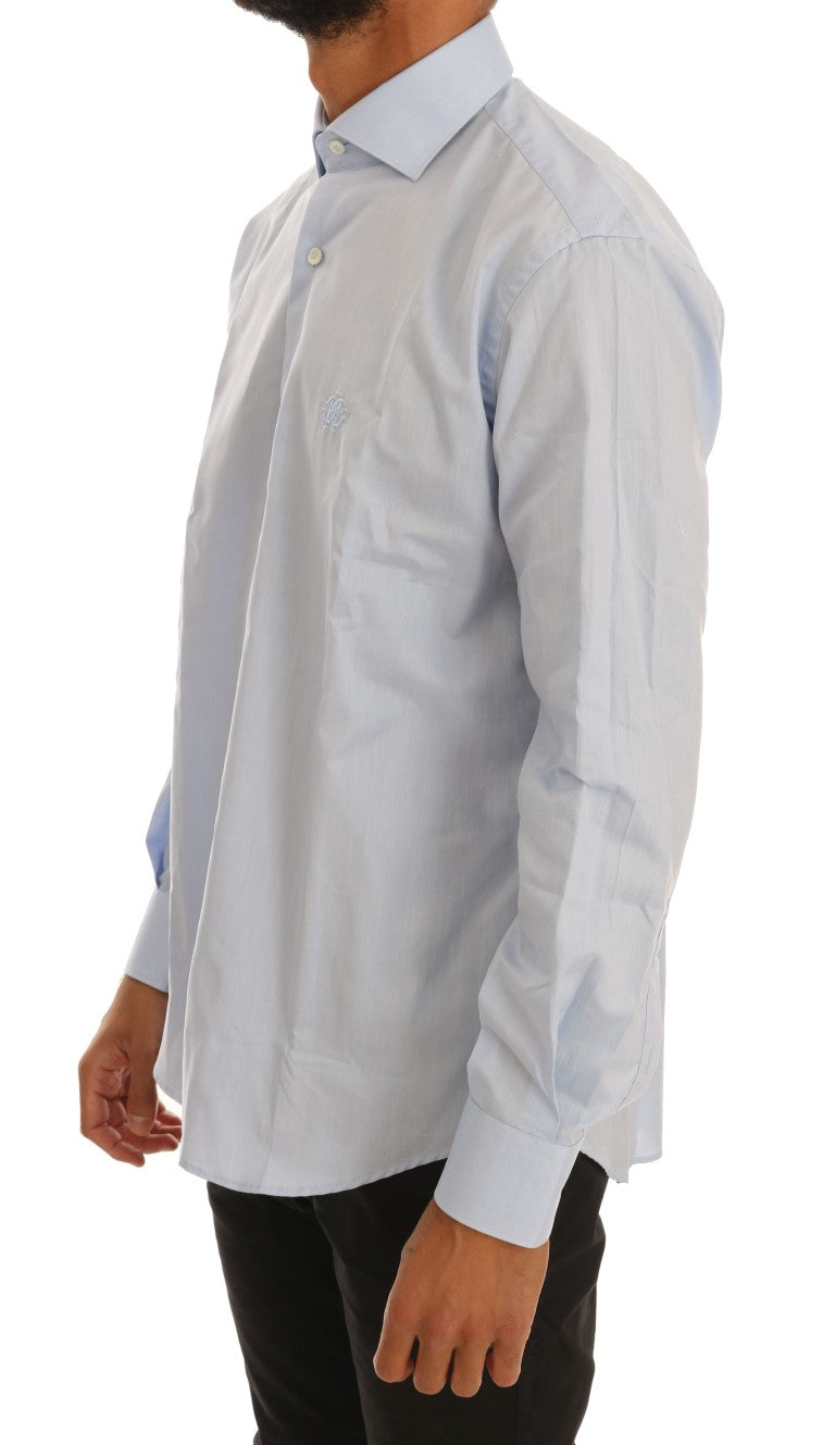 Cavalli Hellblaues Slim Fit-Hemd aus Baumwolle