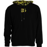 Sweat-shirt à capuche en coton noir avec logo Dolce & Gabbana