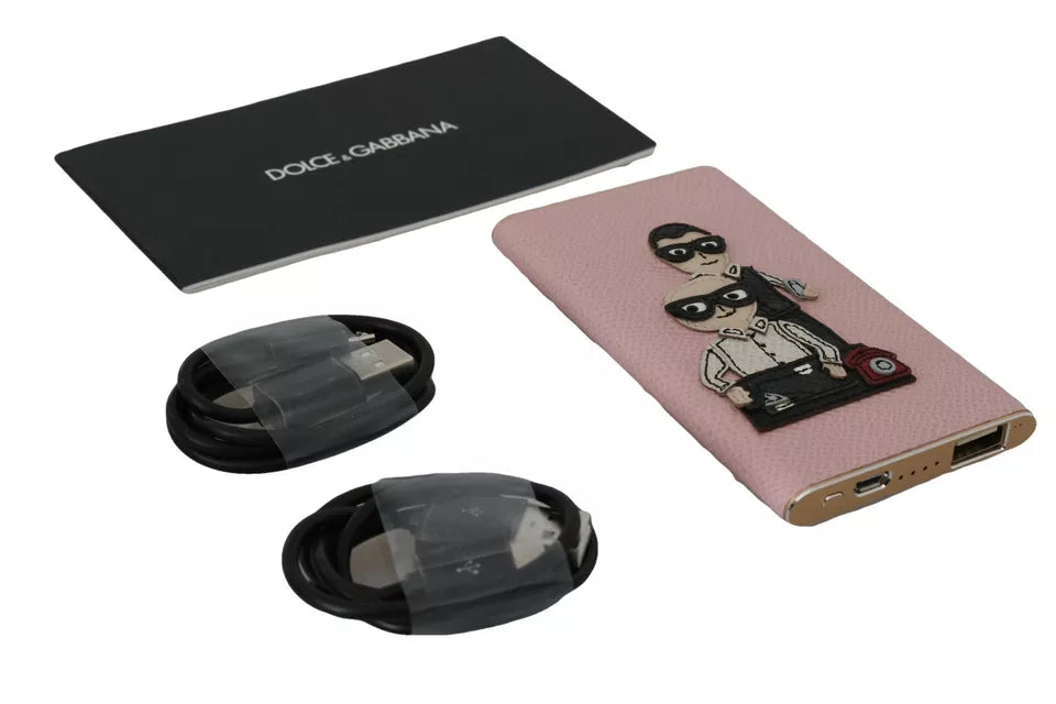Chargeur USB Dolce & Gabbana en cuir rose #DGFAMILY Power Bank