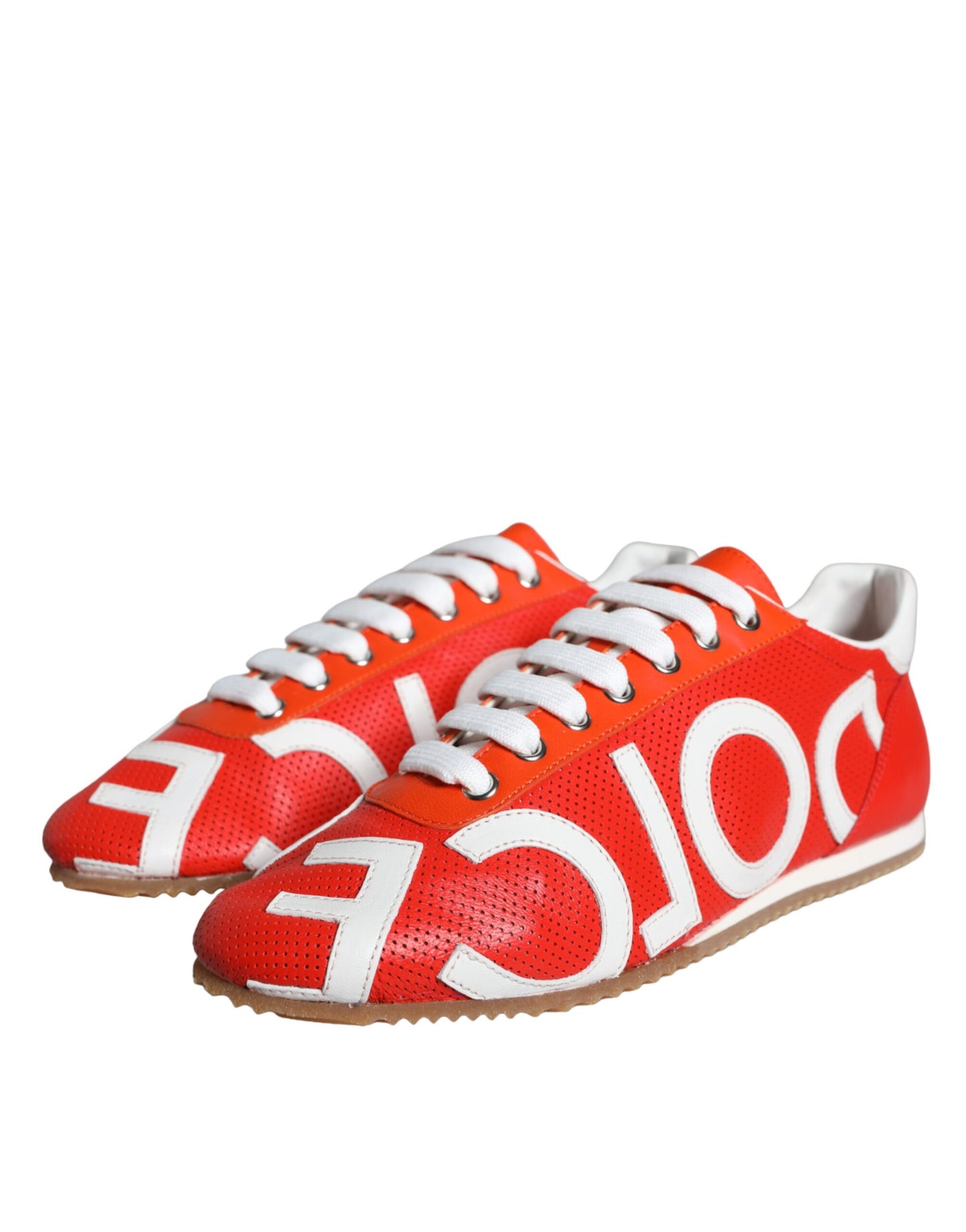 Baskets décontractées Dolce & Gabbana en cuir rouge et blanc avec logo