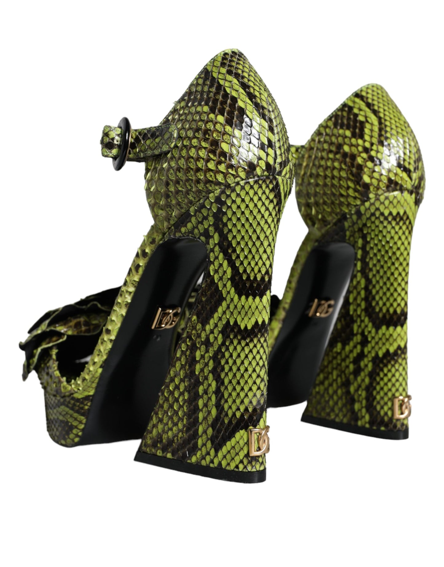 Sandales à talons et bride cheville en cuir exotique vert Dolce & Gabbana
