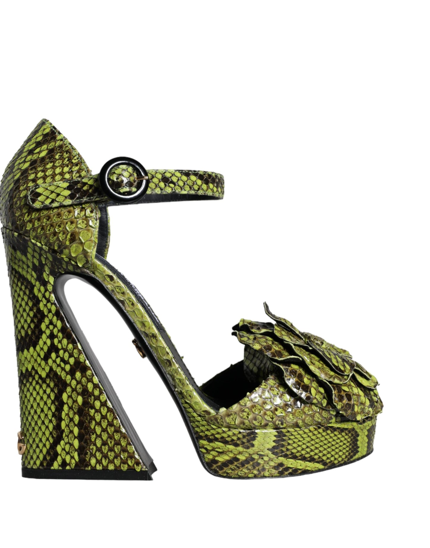 Sandales à talons et bride cheville en cuir exotique vert Dolce & Gabbana