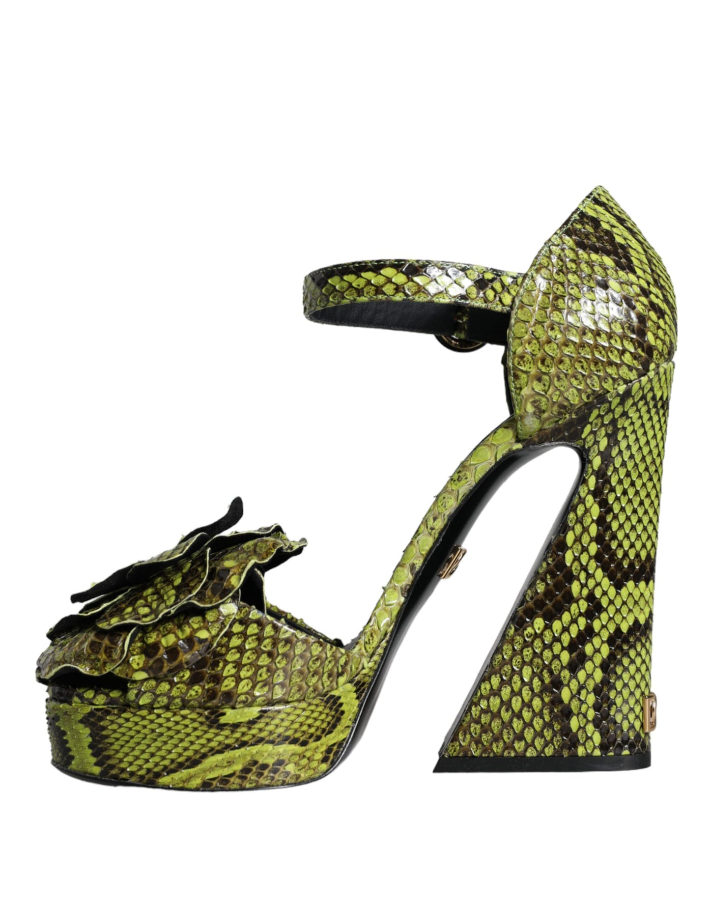 Sandales à talons et bride cheville en cuir exotique vert Dolce & Gabbana