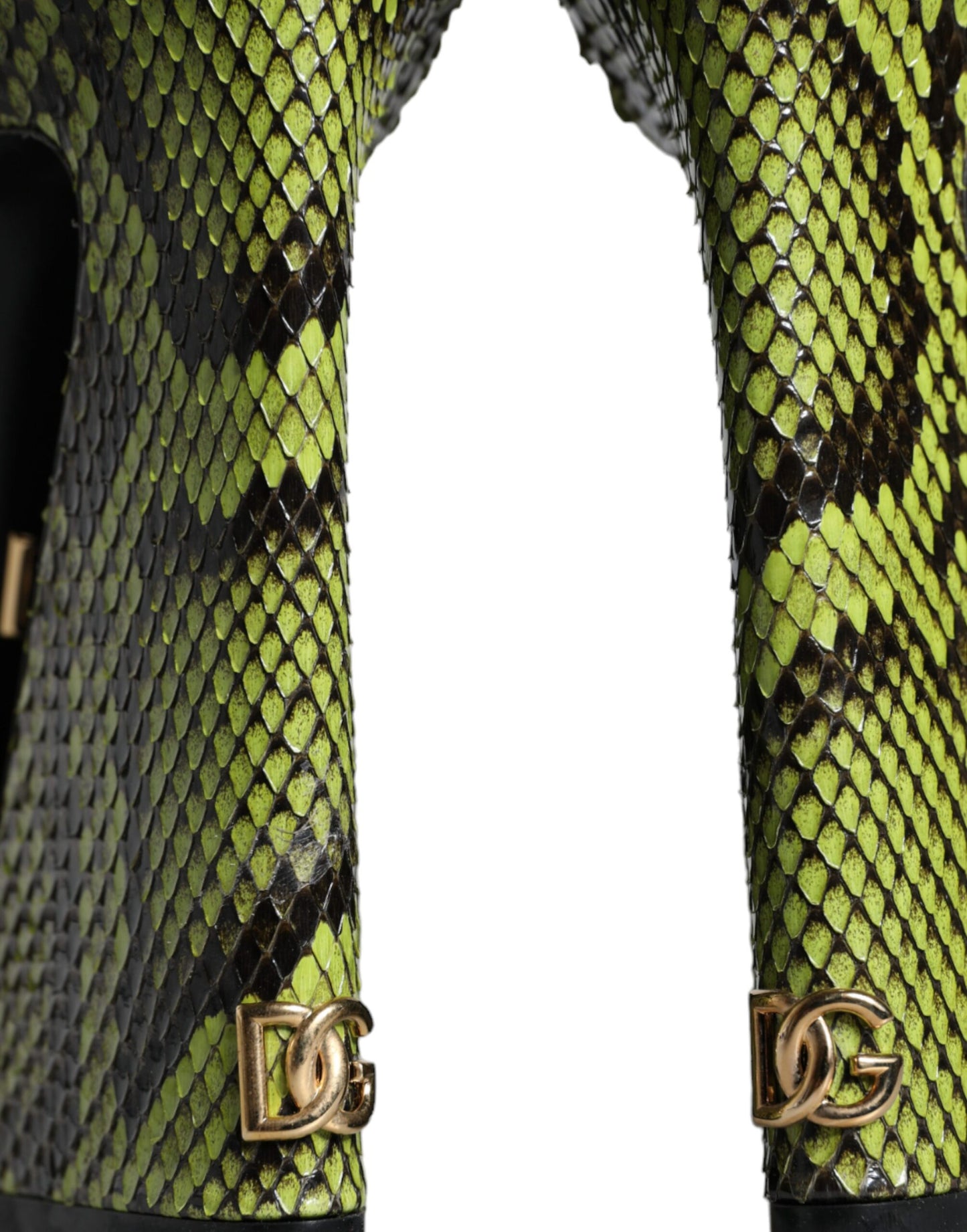 Sandales à talons et bride cheville en cuir exotique vert Dolce & Gabbana