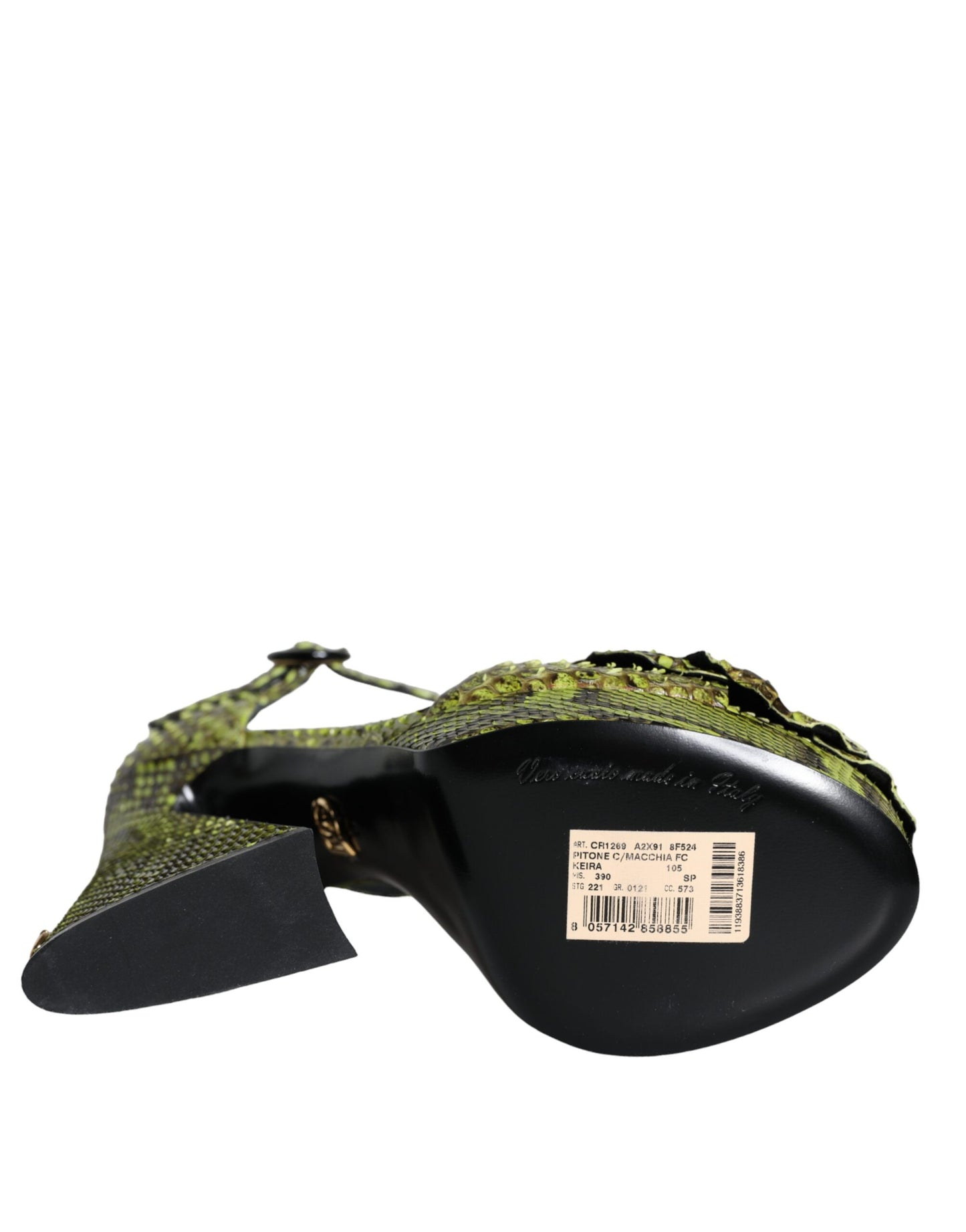 Sandales à talons et bride cheville en cuir exotique vert Dolce & Gabbana