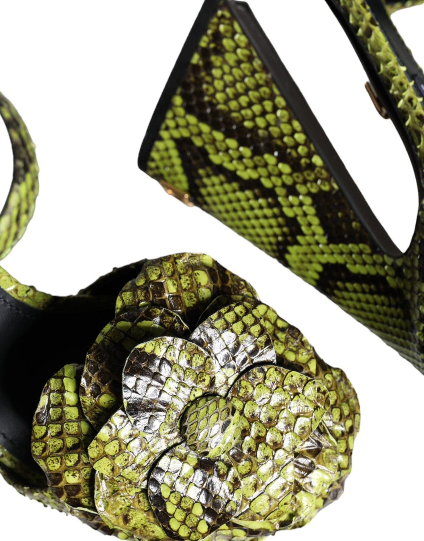 Sandales à talons et bride cheville en cuir exotique vert Dolce & Gabbana
