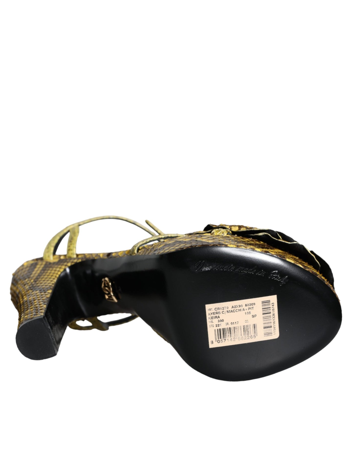 Sandales à talons et bride cheville en cuir exotique jaune Dolce & Gabbana