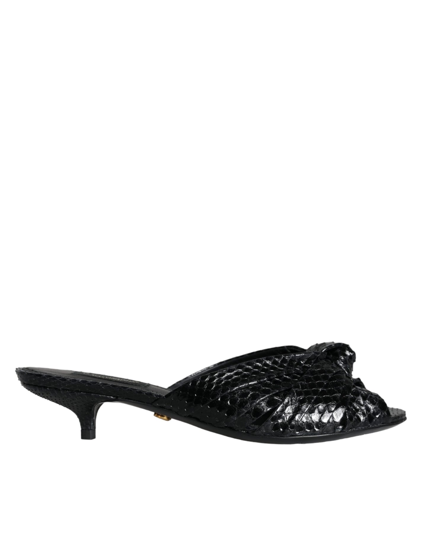 Sandales à talons en cuir noir Dolce & Gabbana