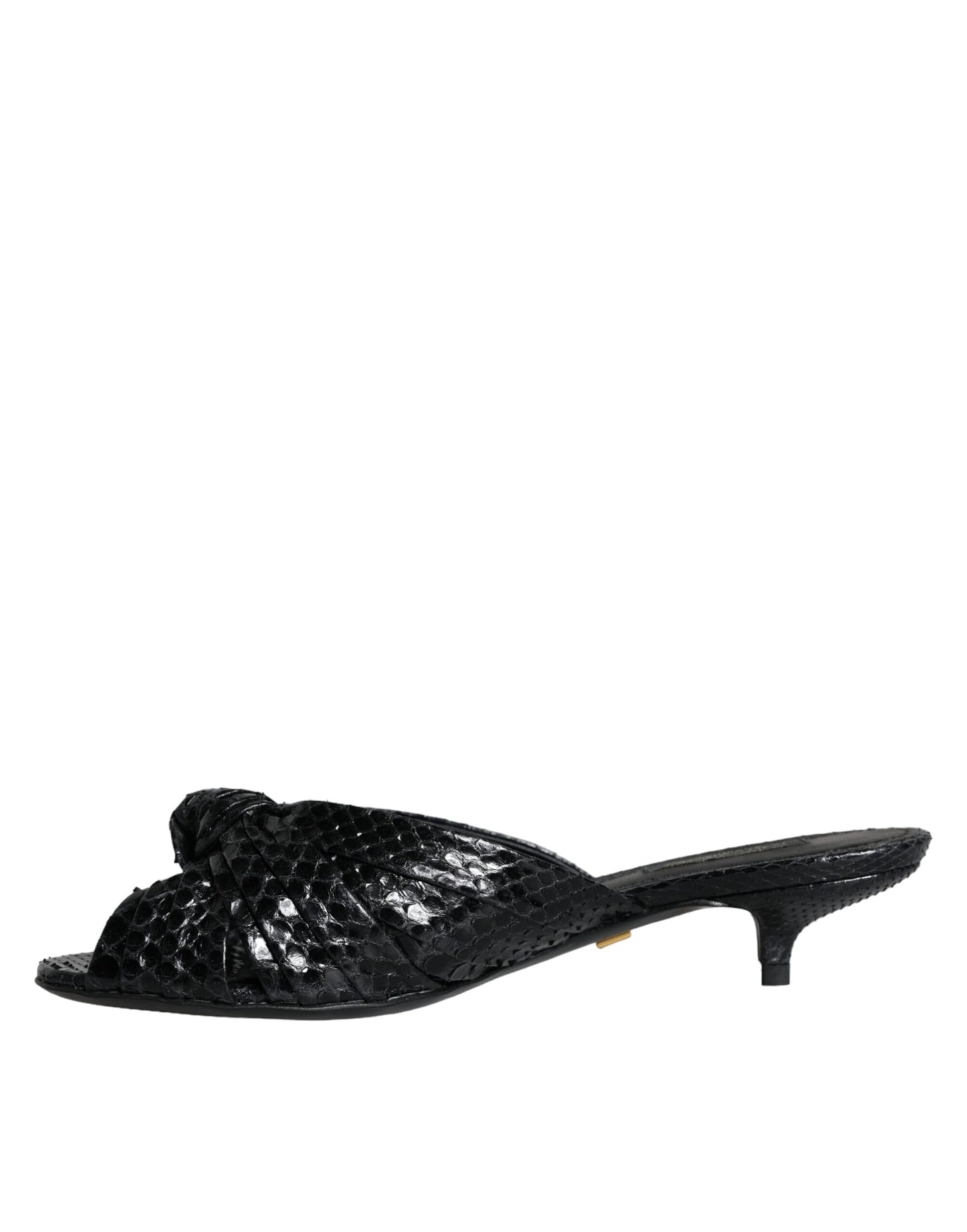 Sandales à talons en cuir noir Dolce & Gabbana