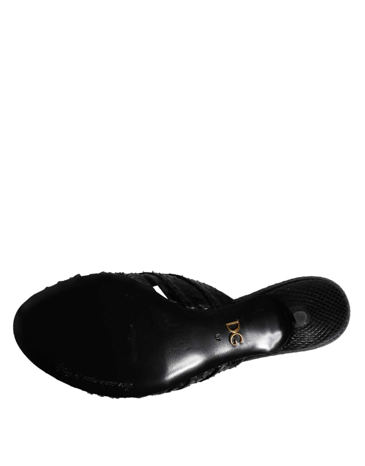 Sandales à talons en cuir noir Dolce & Gabbana
