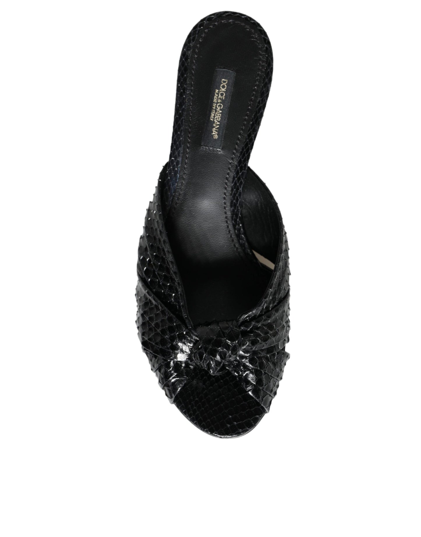 Sandales à talons en cuir noir Dolce & Gabbana