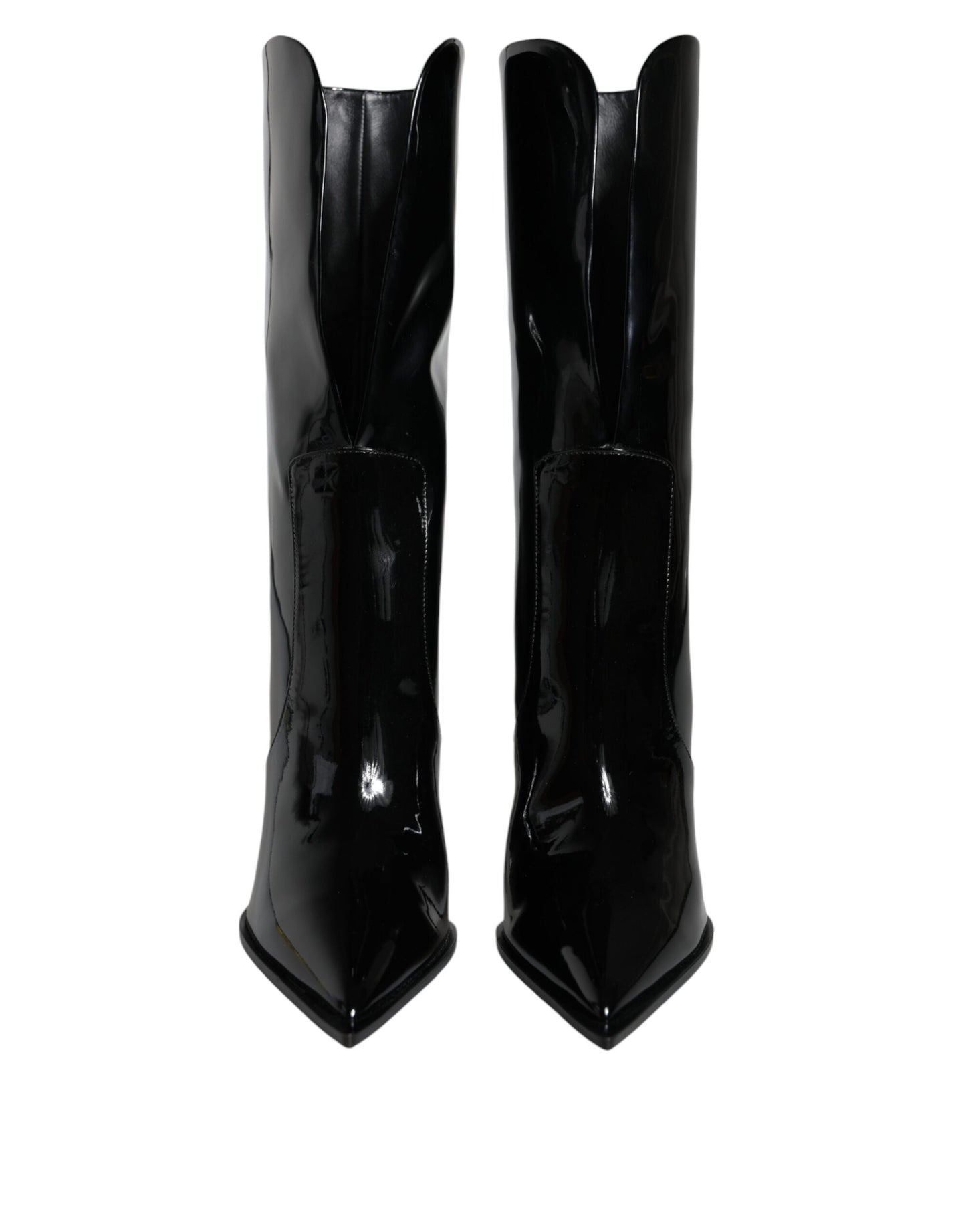 Bottes mi-mollet en cuir verni noir Dolce & Gabbana