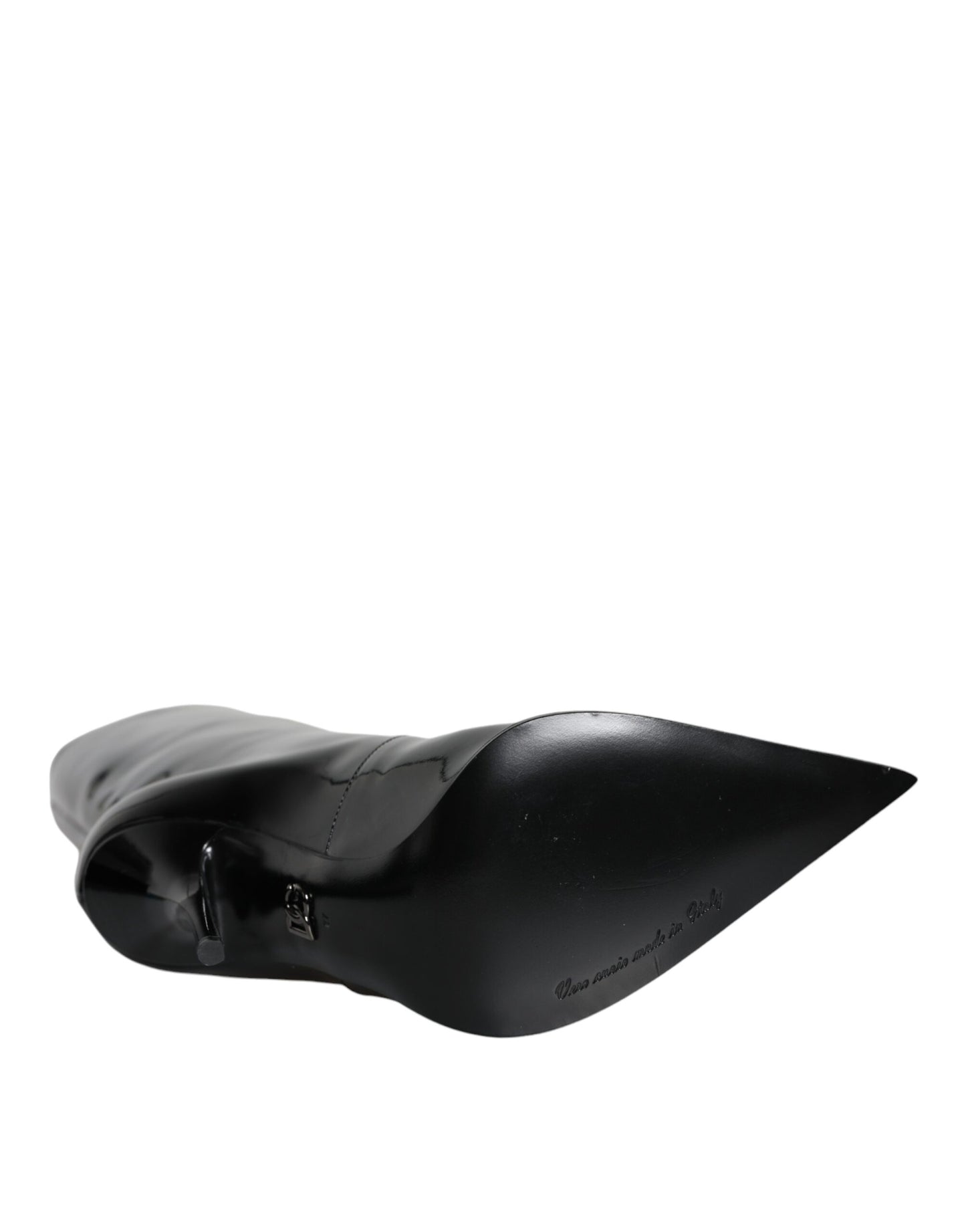 Bottes mi-mollet en cuir verni noir Dolce & Gabbana
