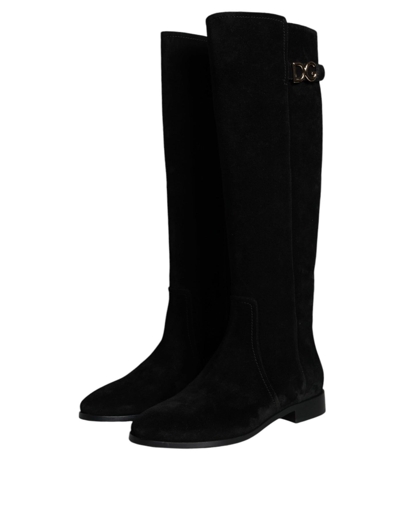 Bottes hautes en daim noir Dolce & Gabbana