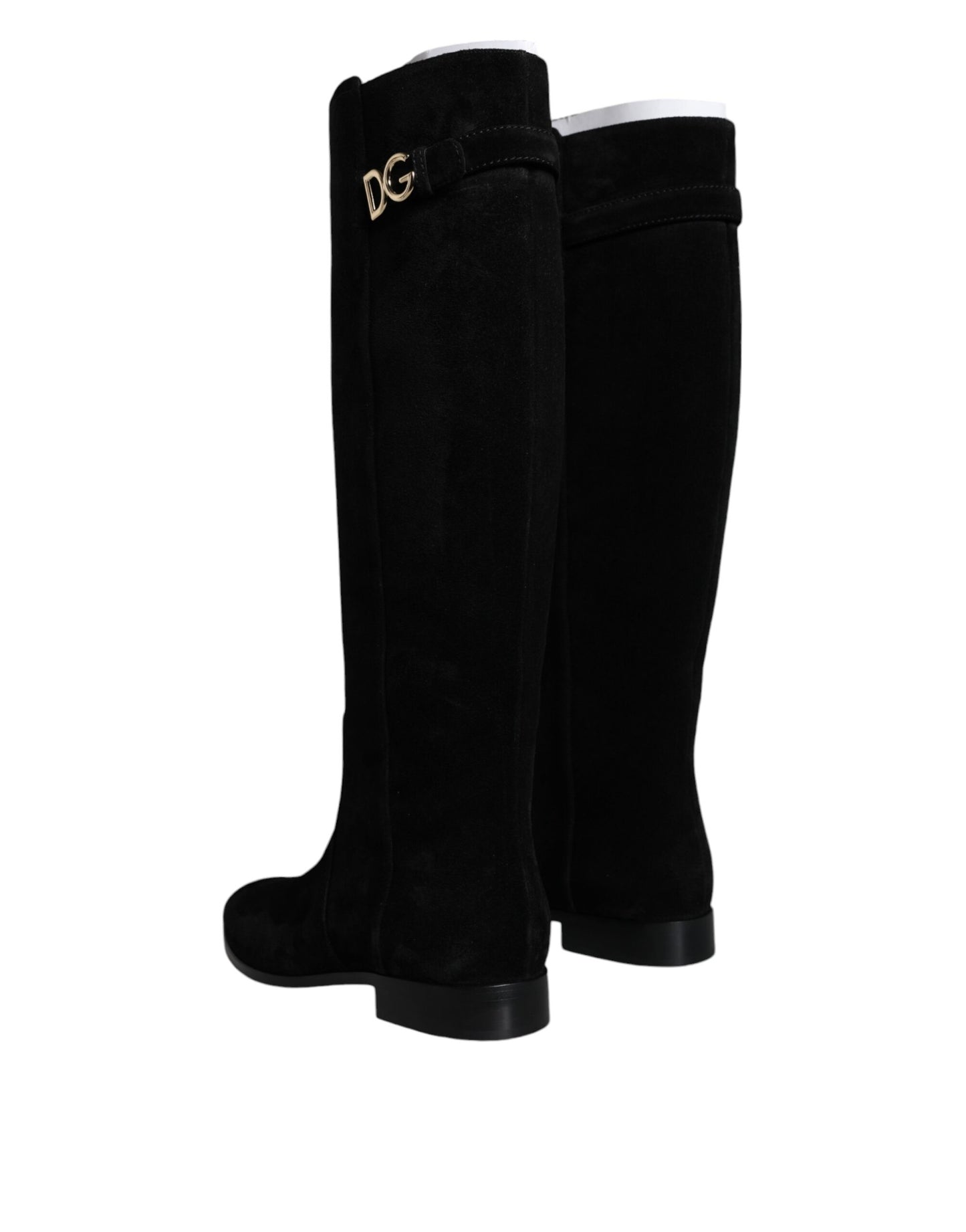 Bottes hautes en daim noir Dolce & Gabbana