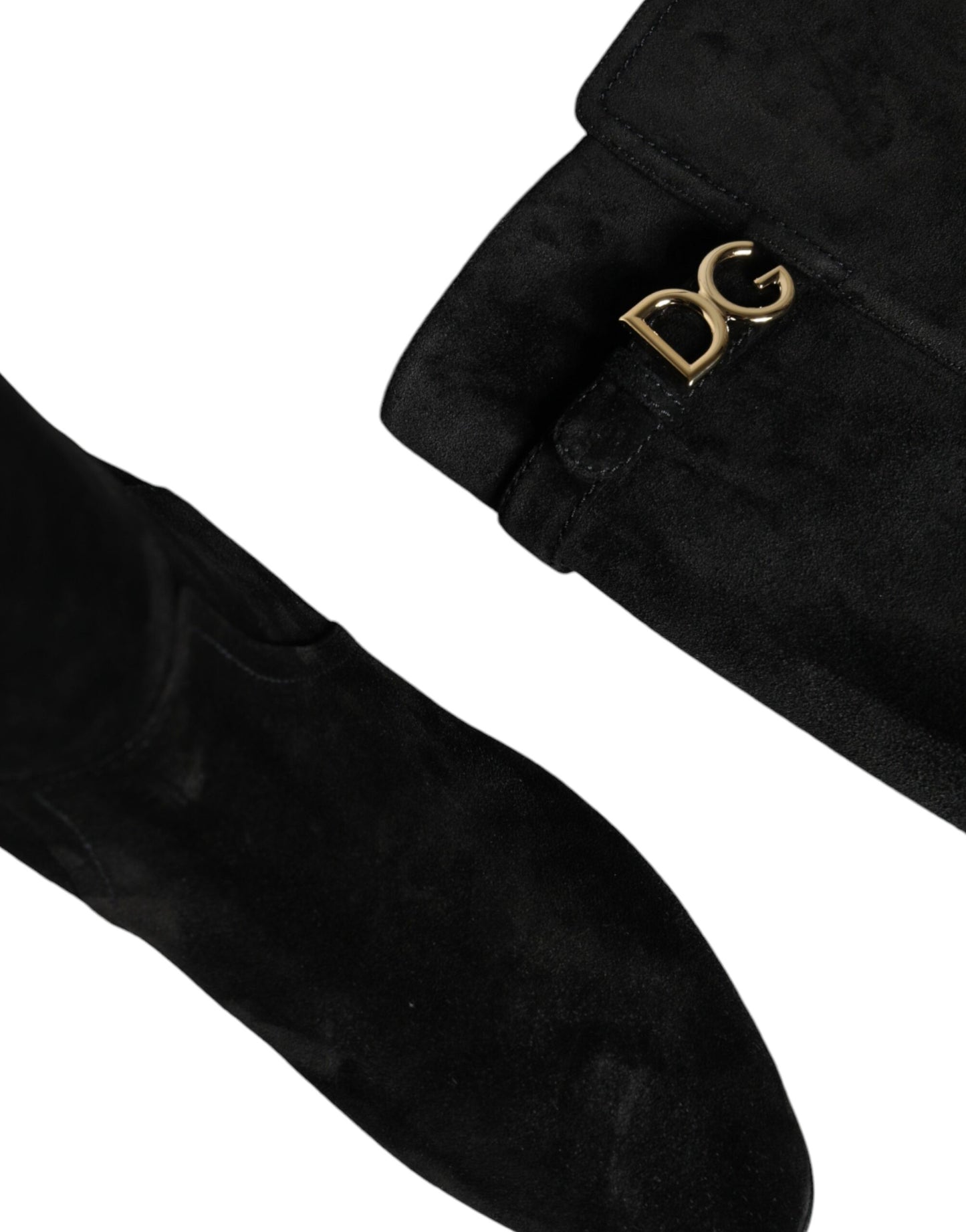Bottes hautes en daim noir Dolce & Gabbana
