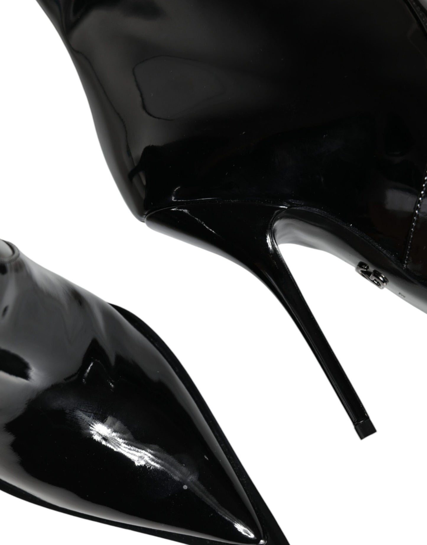 Bottes mi-mollet en cuir verni noir Dolce & Gabbana